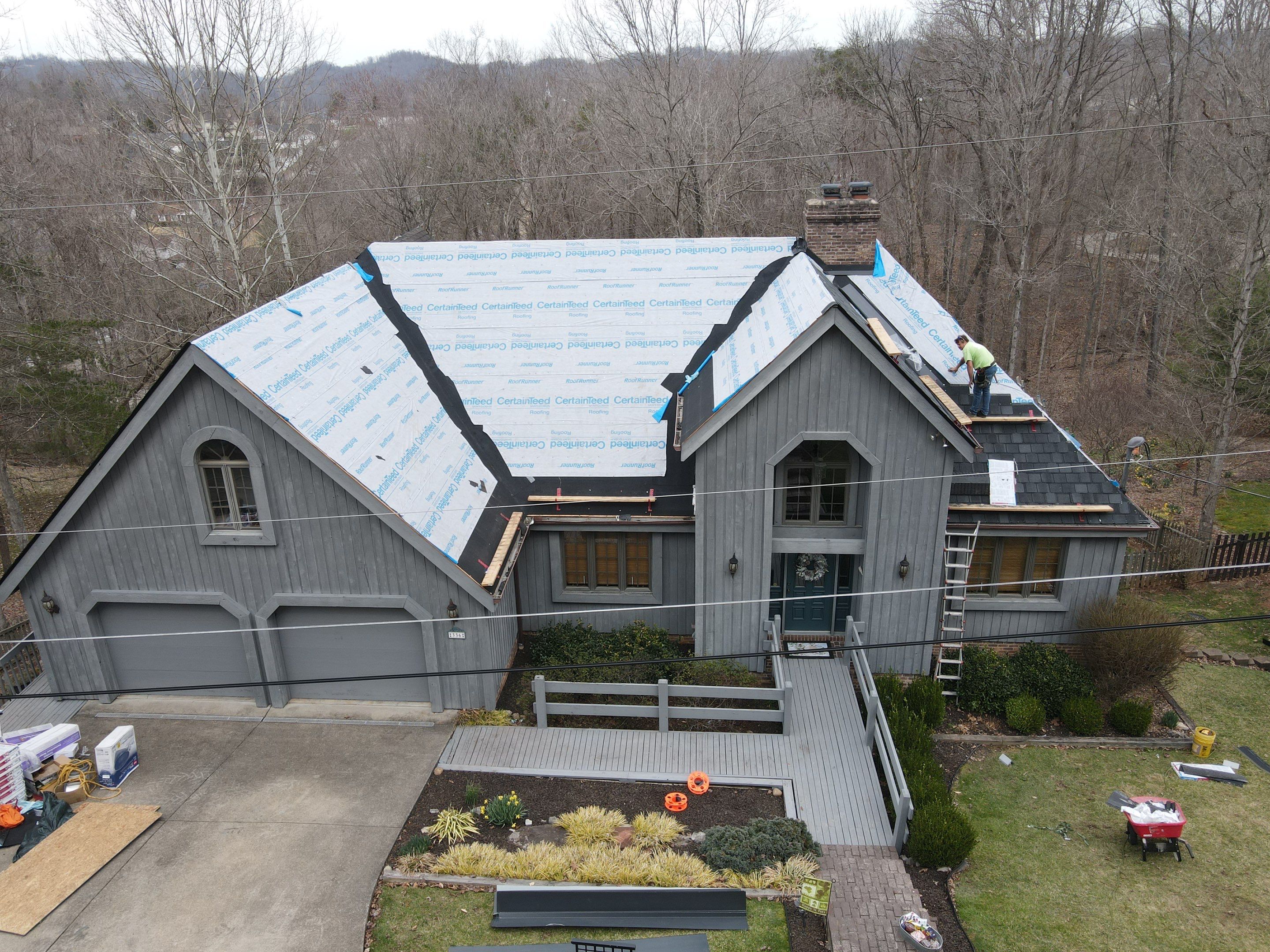 Residential Roofing Installation using Certainteed Belmont Shingle in Black Granite by Secure Construction Company Inc