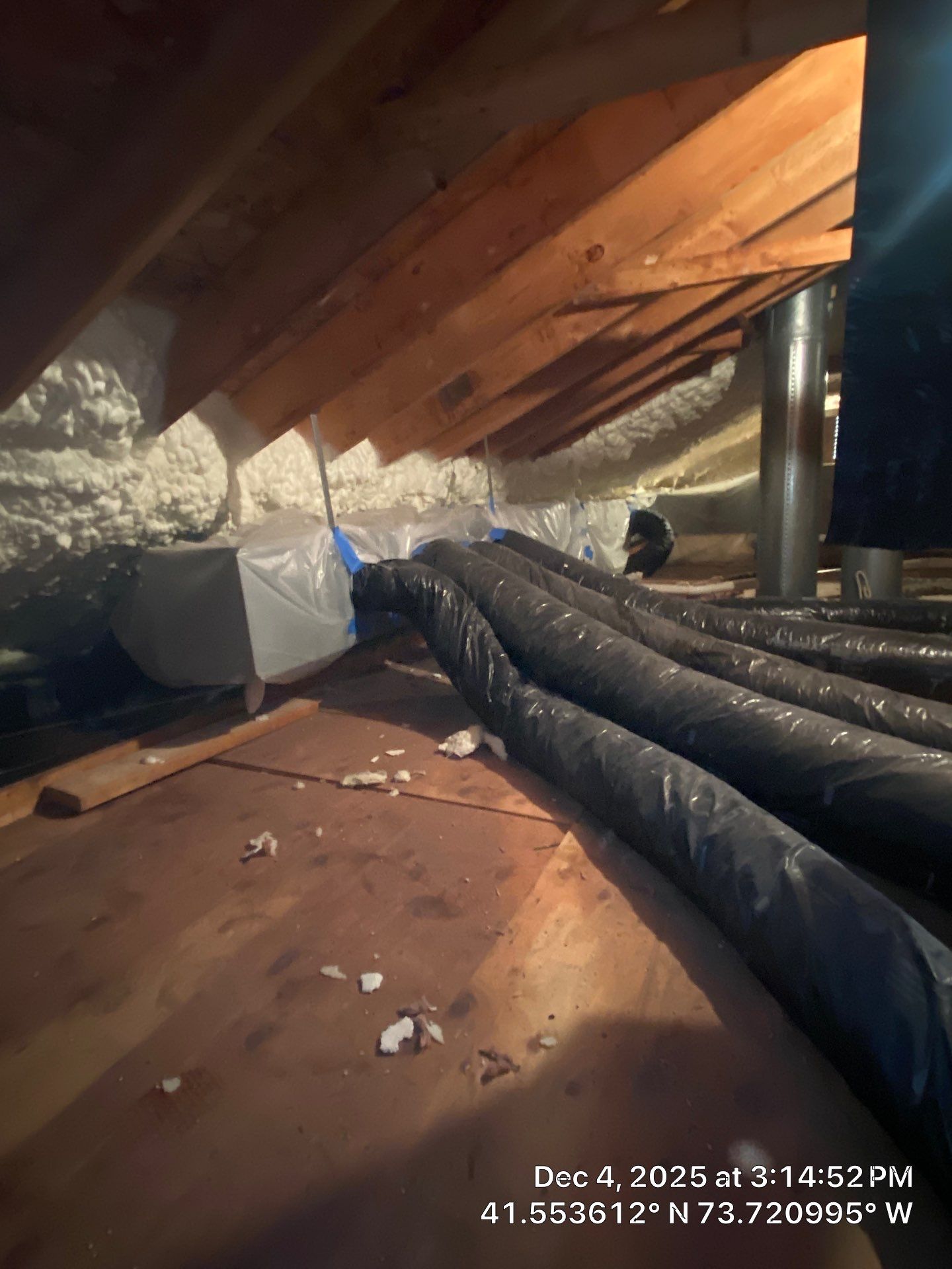 Attic Insulation using open cell spray foam by NYS Foam & Energy