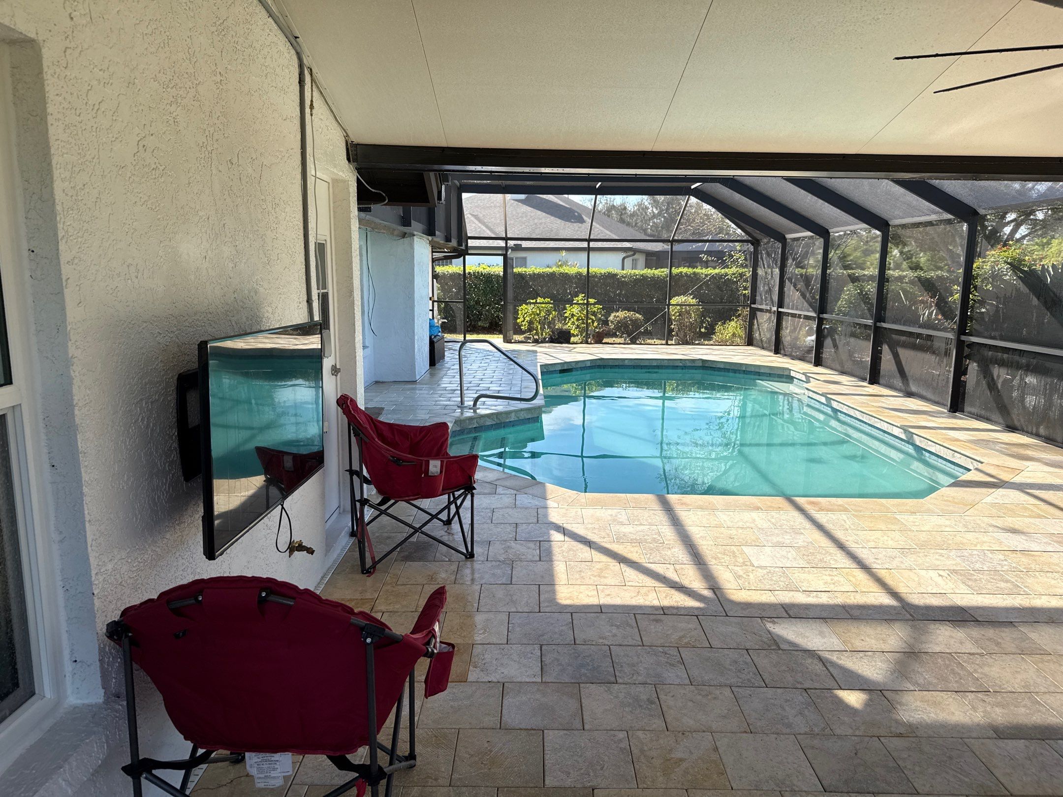 Paver Pool Deck & Screen Enclosure Cleaning | River Wilderness, Parrish FL by Sunshine AquaWash