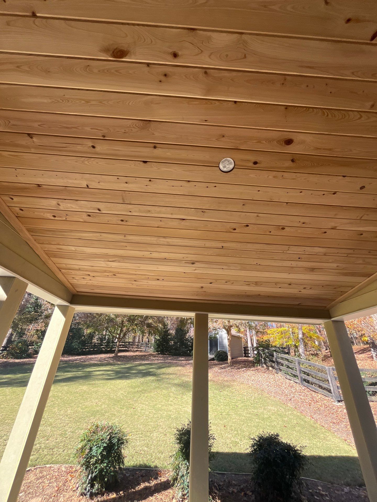Romabio Brick Lime Wash and Cedar Tongue & Groove Porch Ceiling Installation in Marietta, GA by Nelson Exteriors 