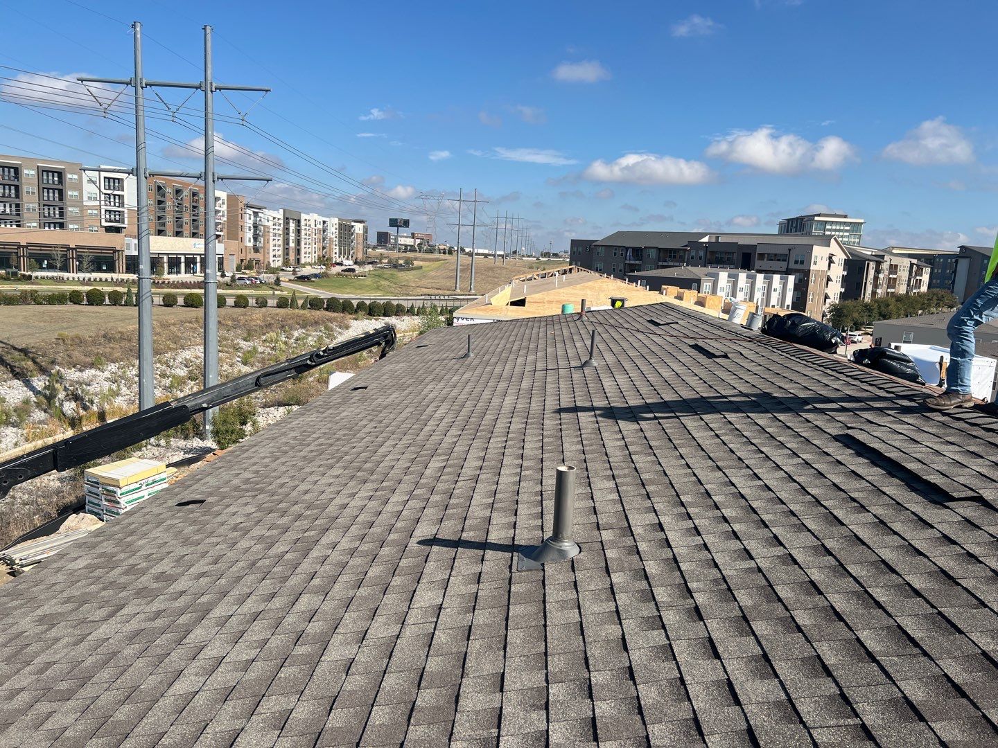 Apartment Roofing Installation using GAF HDZ Shingles, GAF TPO and Pavers in Lewisville, TX by Roof Experts