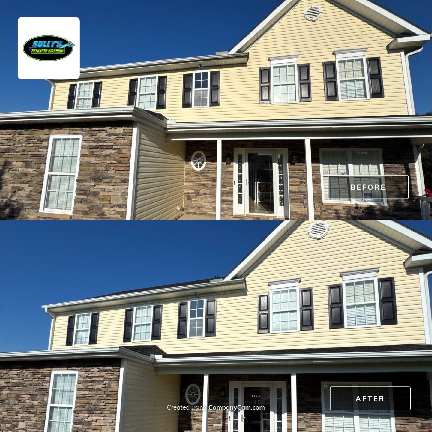 the service involves cleaning siding and stone surfaces to remove dirt and grime enhancing the overall appearance of the home