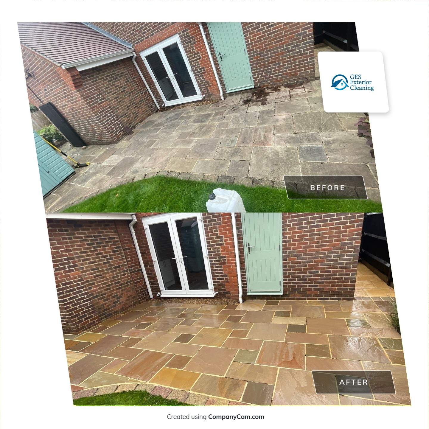 Roof -Patio -Side Path Clean using Honda 15lpm Low Pressure Washing Machine by Ges Exterior Cleaning ltd