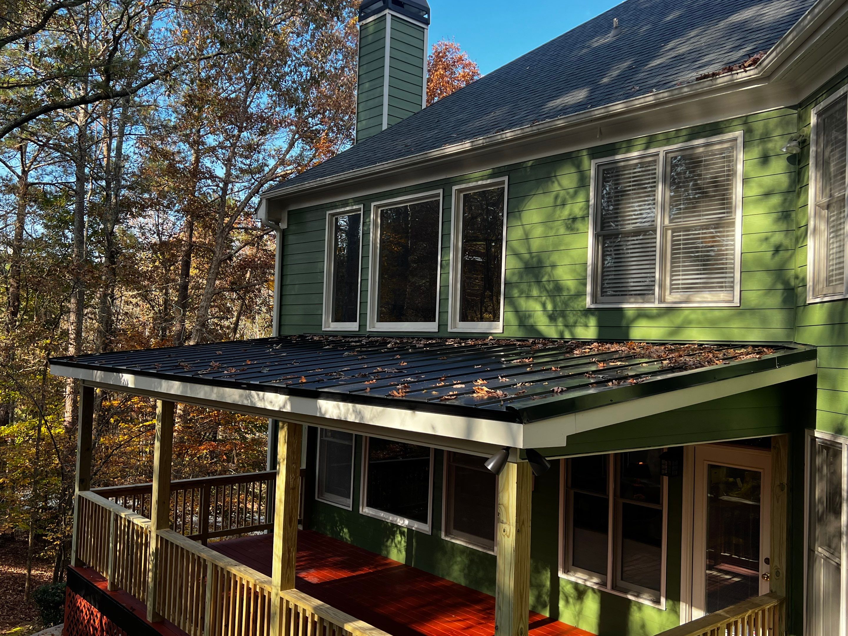 Custom Covered Porch and Wood Deck Addition in Canton by Swift Home Renovations 