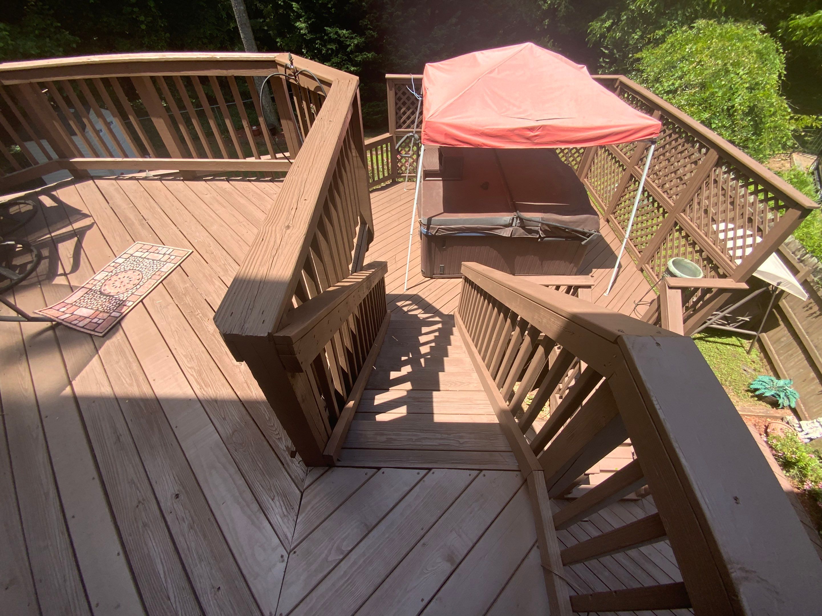 Multi-Level Wood Deck Repair and Staining in Tucker, Georgia by Swift Home Renovations