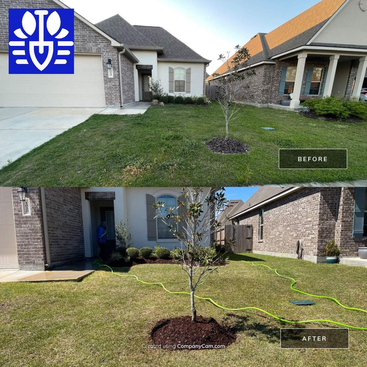 LANDSCAPE SERVICES: DEMO / BED PREP / CUT IN BED EDGES / MULCH INSTALL using BROWN MULCH "BARK BRITE" by CutScape, LLC.