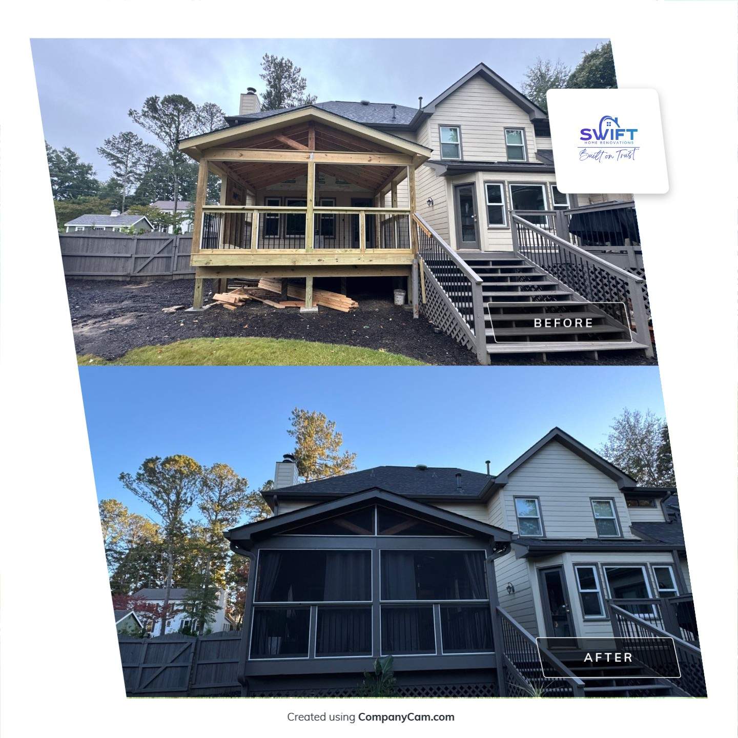 Custom Multi-Level Composite Deck and Screened-In Porch in Marietta by Swift Home Renovations