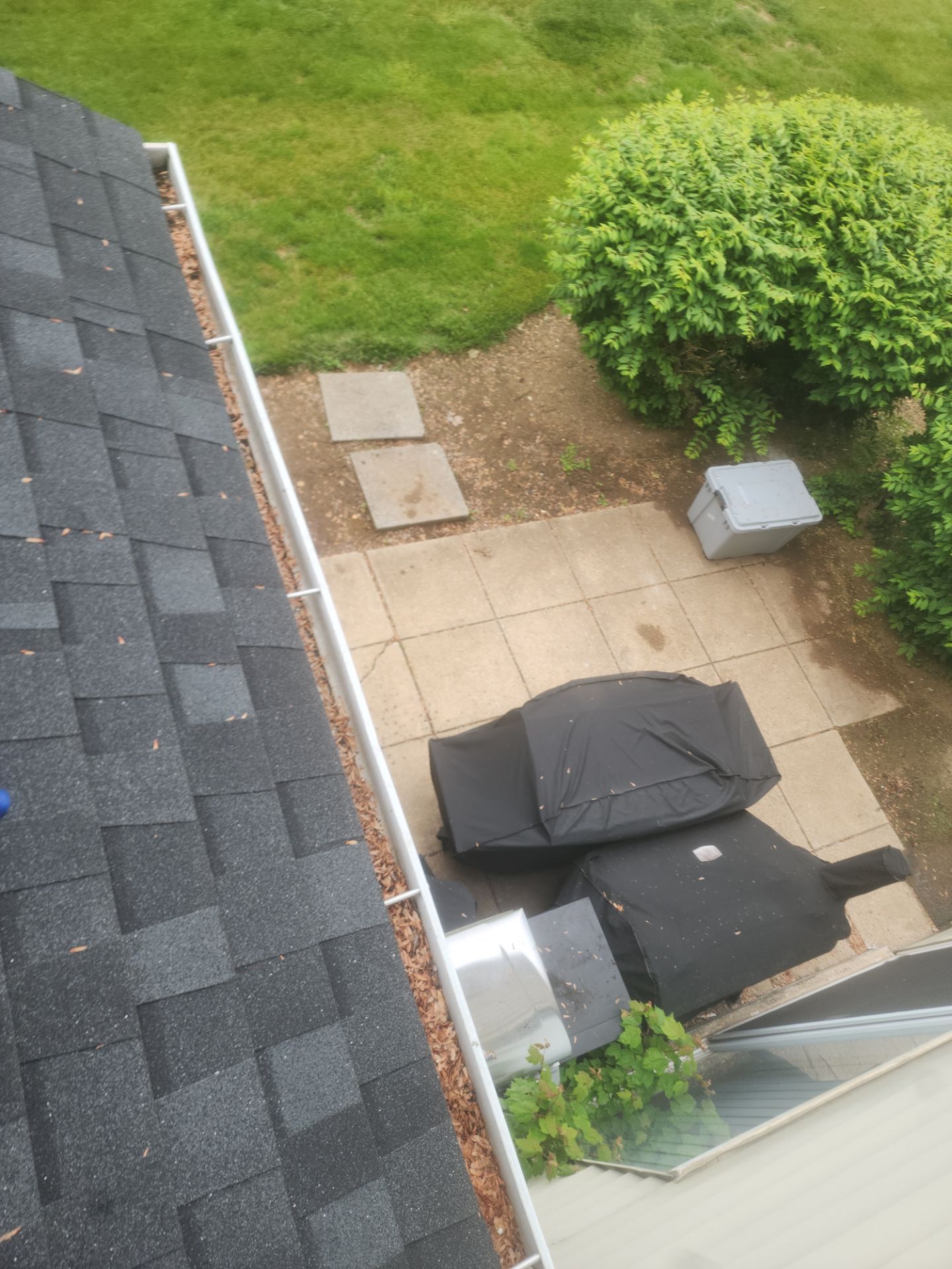Commercial gutter cleaning Worcester before photo with filled gutters