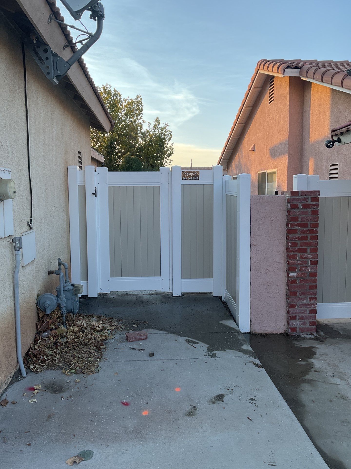 6ft White and Tan Privacy Vinyl  by Fence Guys Inc. 