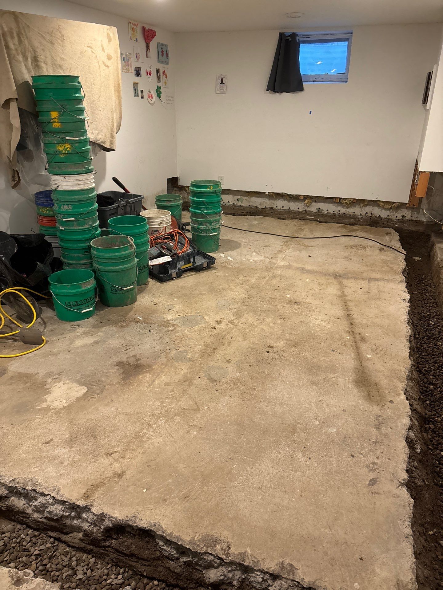 Drain tile & a sump pump for Ruth by Waterproofing Northeast