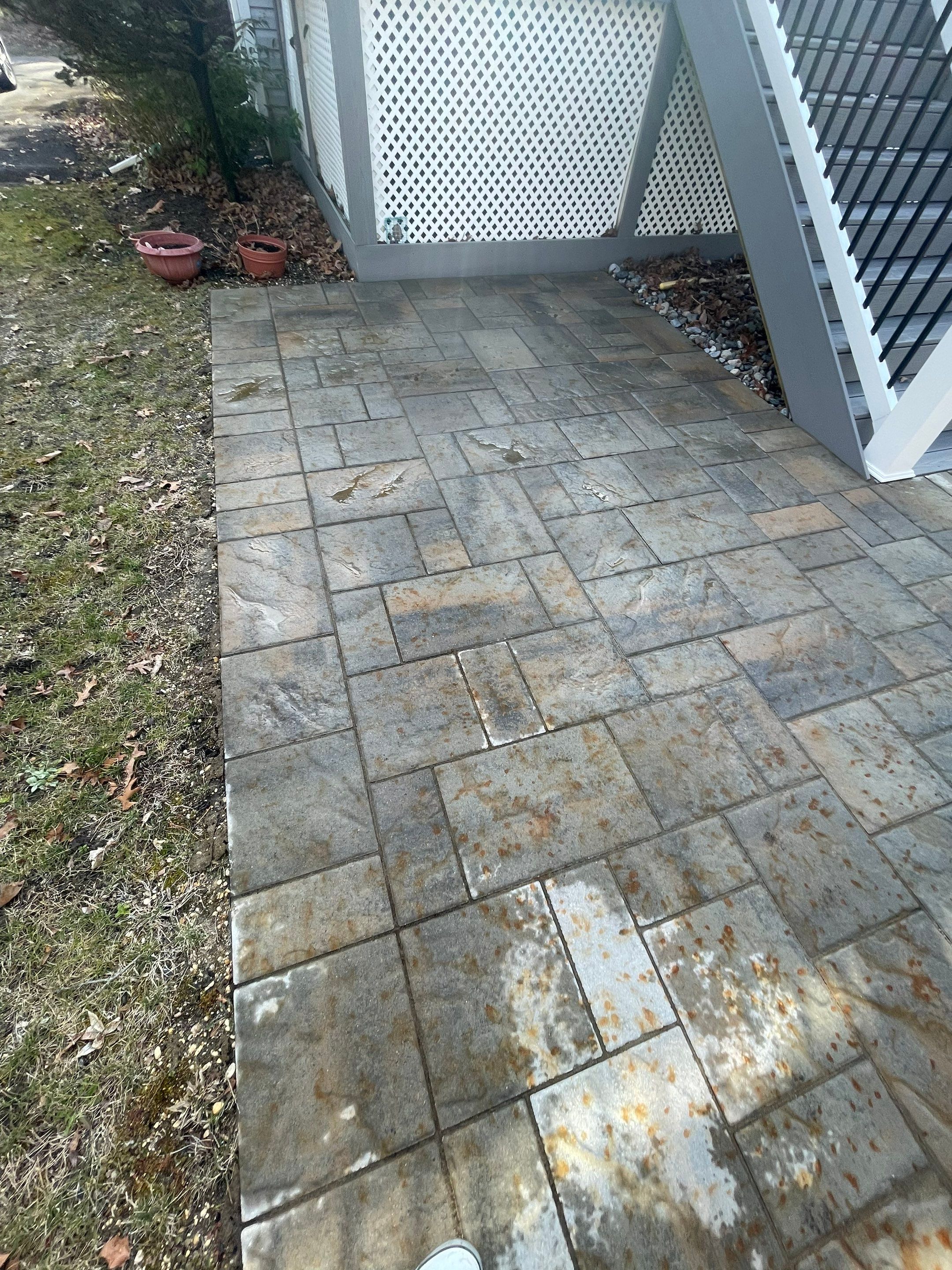 Pressure treated wood deck cleaned by SJ Exterior