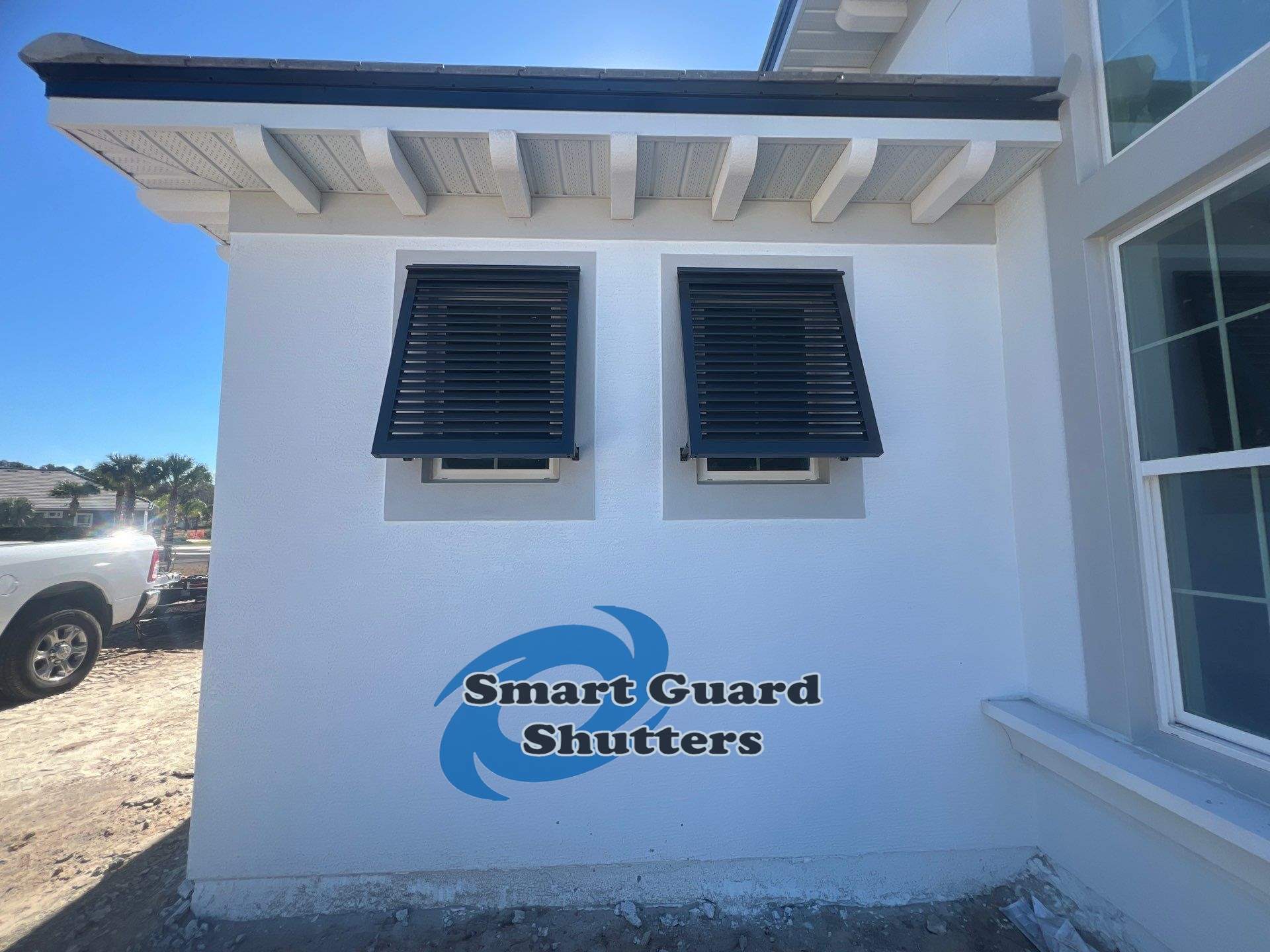 Decorative Bahamas in Anthracite Gray by Smart Guard Shutters