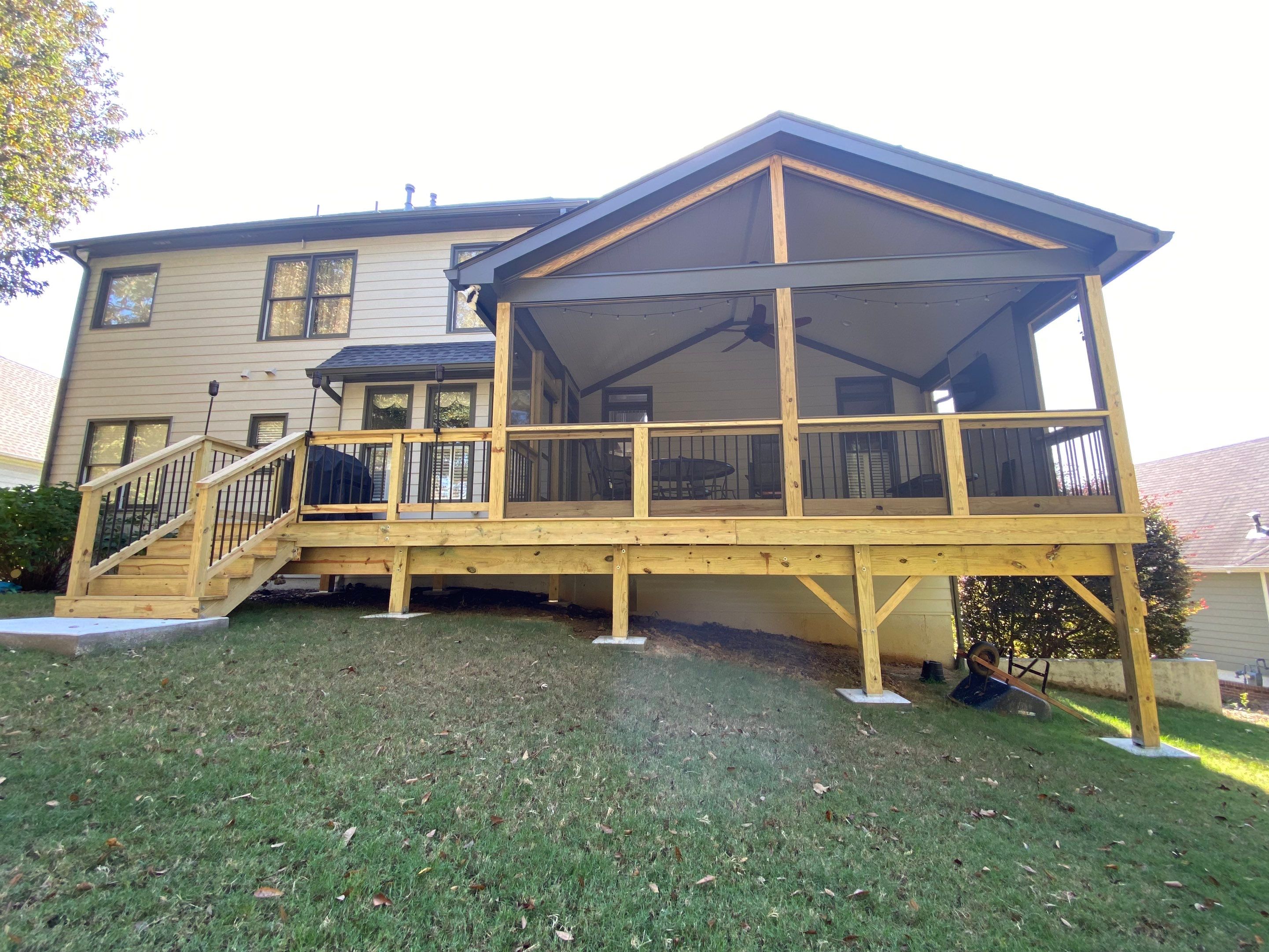 Custom Screened Porch Addition and Wood Deck in Acworth by Swift Home Renovations
