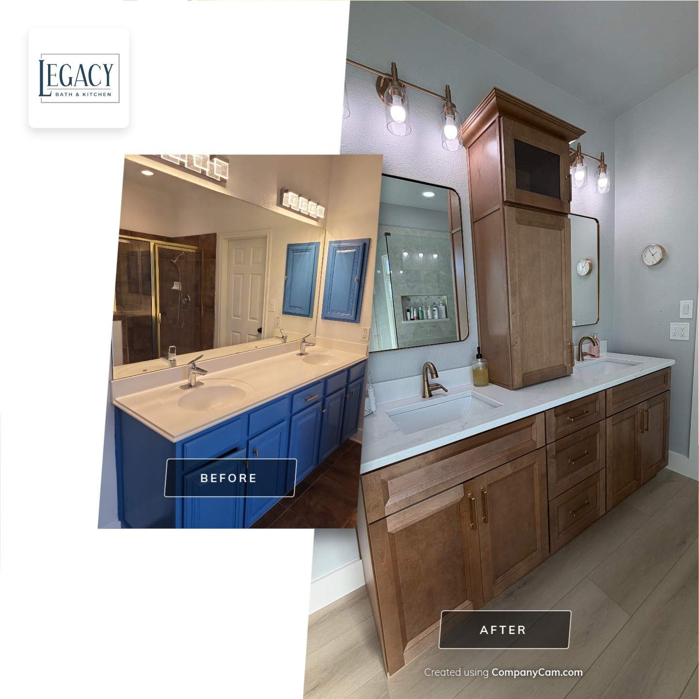 Stone Oak Master Bathroom Before and After by Legacy Bath and Kitchen