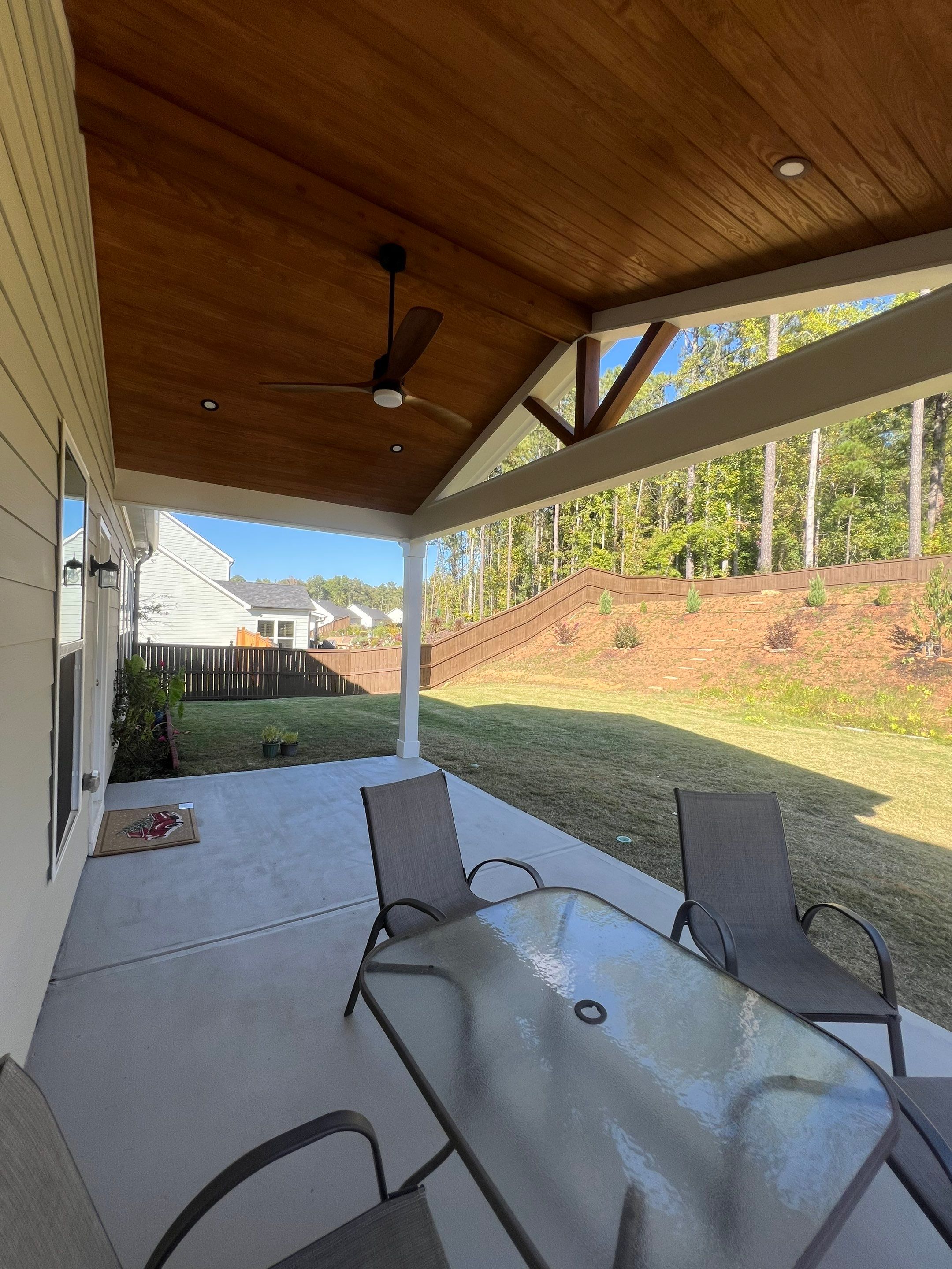 Custom Covered Porch Construction with Finished Wood Ceiling in Acworth by Swift Home Renovations