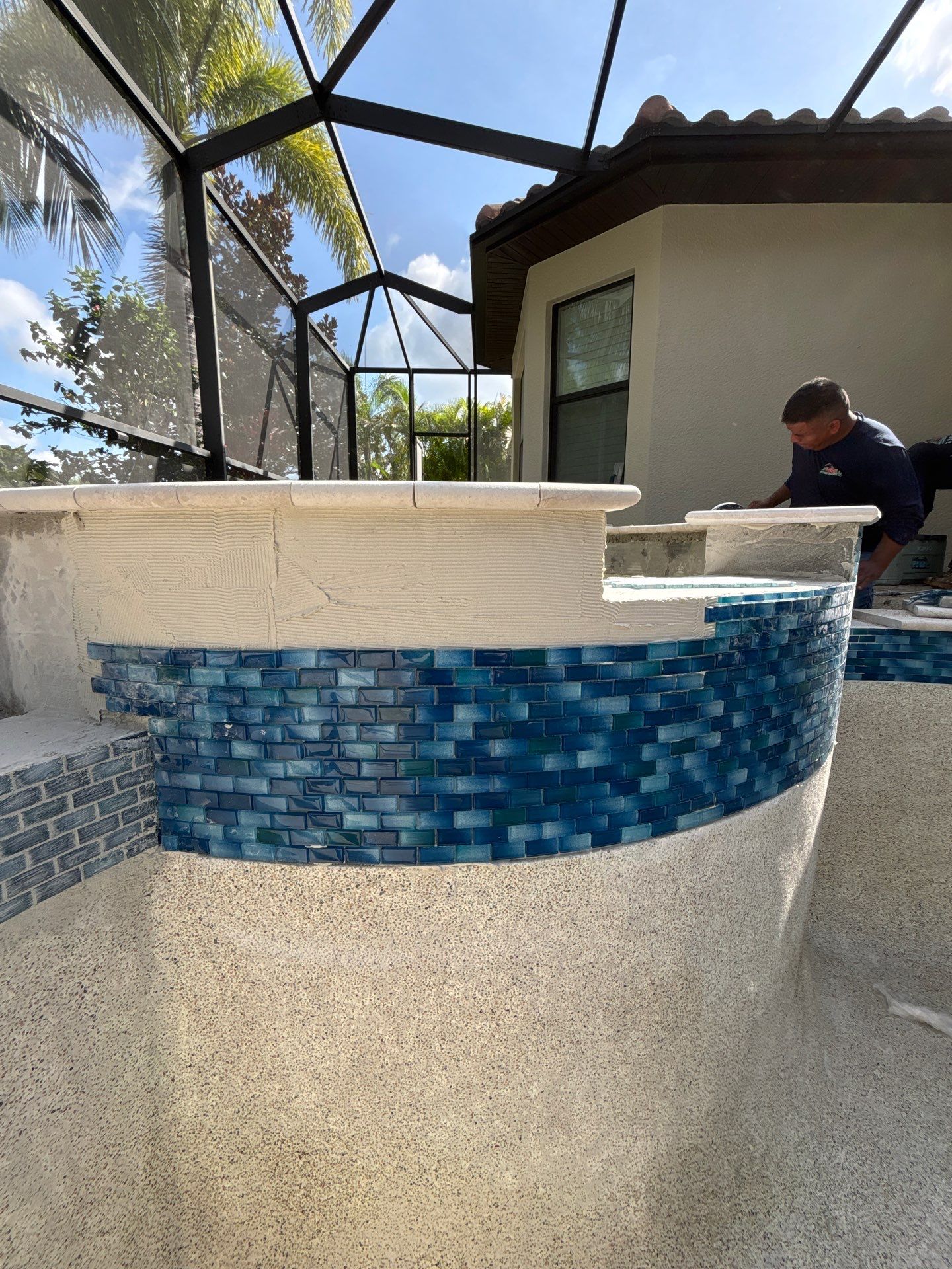 Textured Marble Pool Deck - Bonita National Golf & Country Club by Old Town Pavers Llc