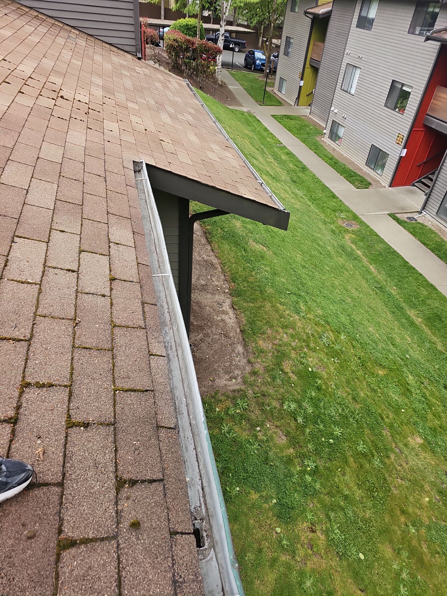 Commercial gutter cleaning Bellevue, WA  after photo with clean gutters