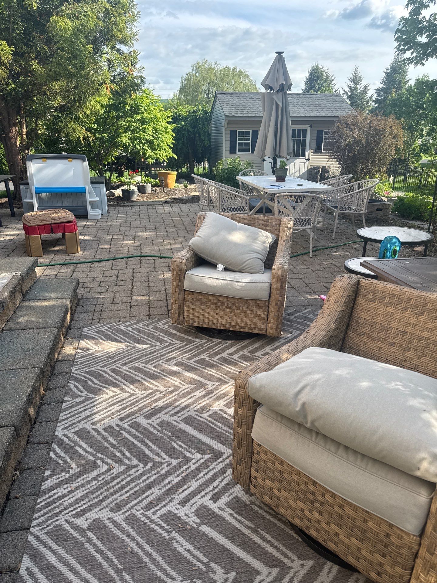 Backyard Retreat: Techo-Bloc Patio + Firepit Lounge by Saylor’s Lawn & Landscape