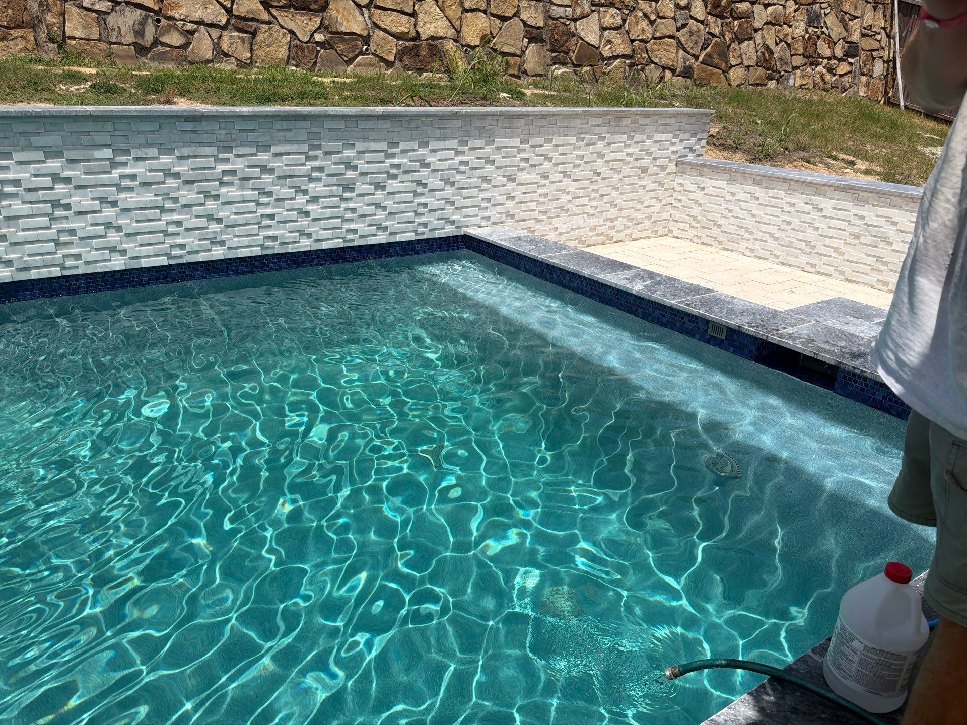 Geometric Pool with Raised Spa and Tile Spillway by Pinnacle Pools and Spas - DFW