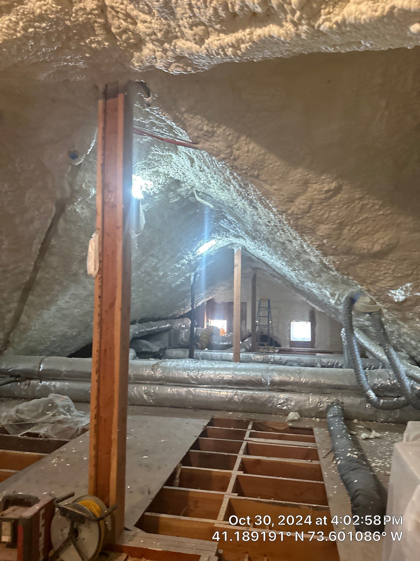 Attic Insulation using open cell spray foam by NYS Foam & Energy