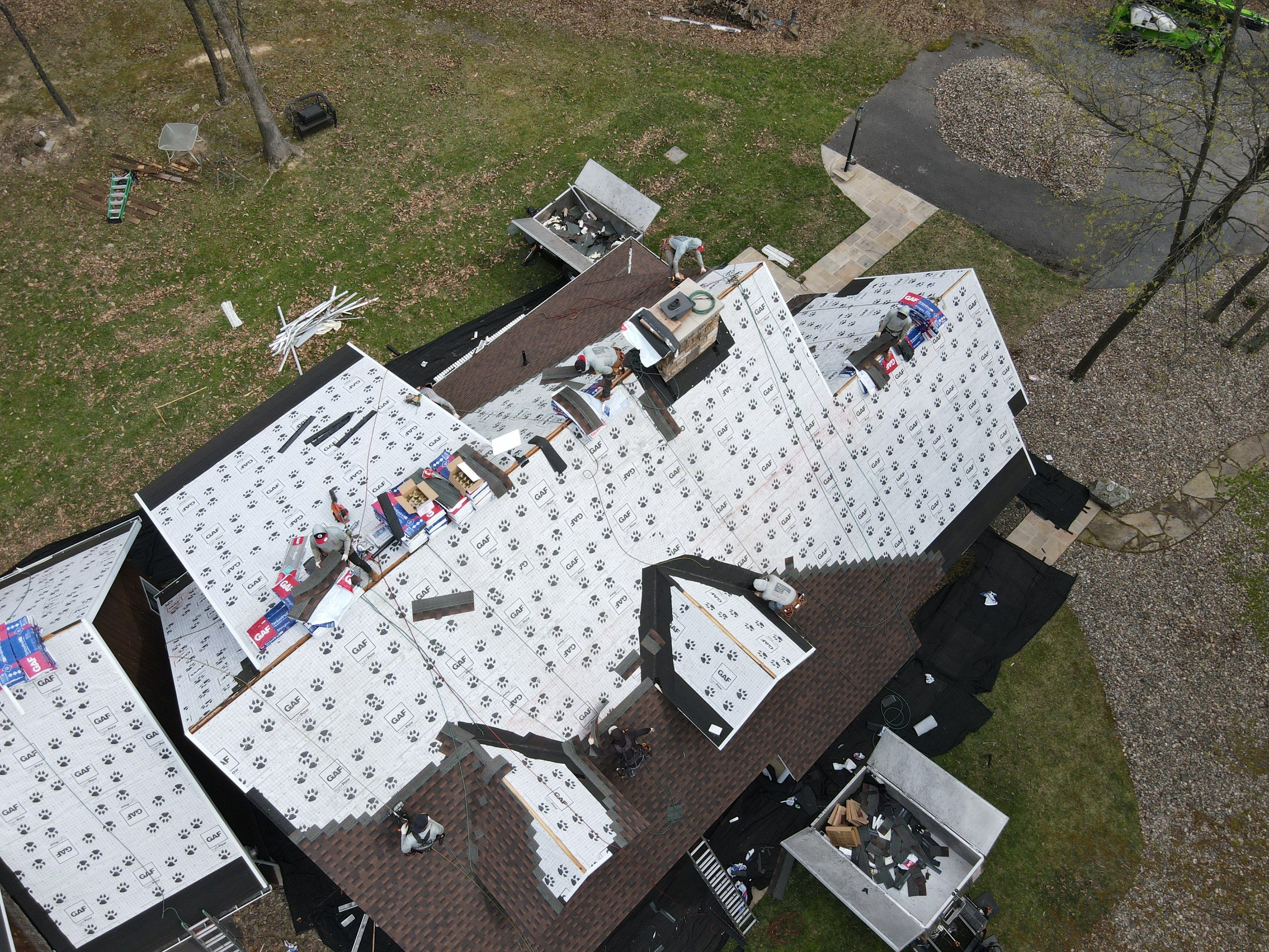 Roofing Installation using Gaf Hdz Architectural Shingle -Barkwood by Teflon Roofing
