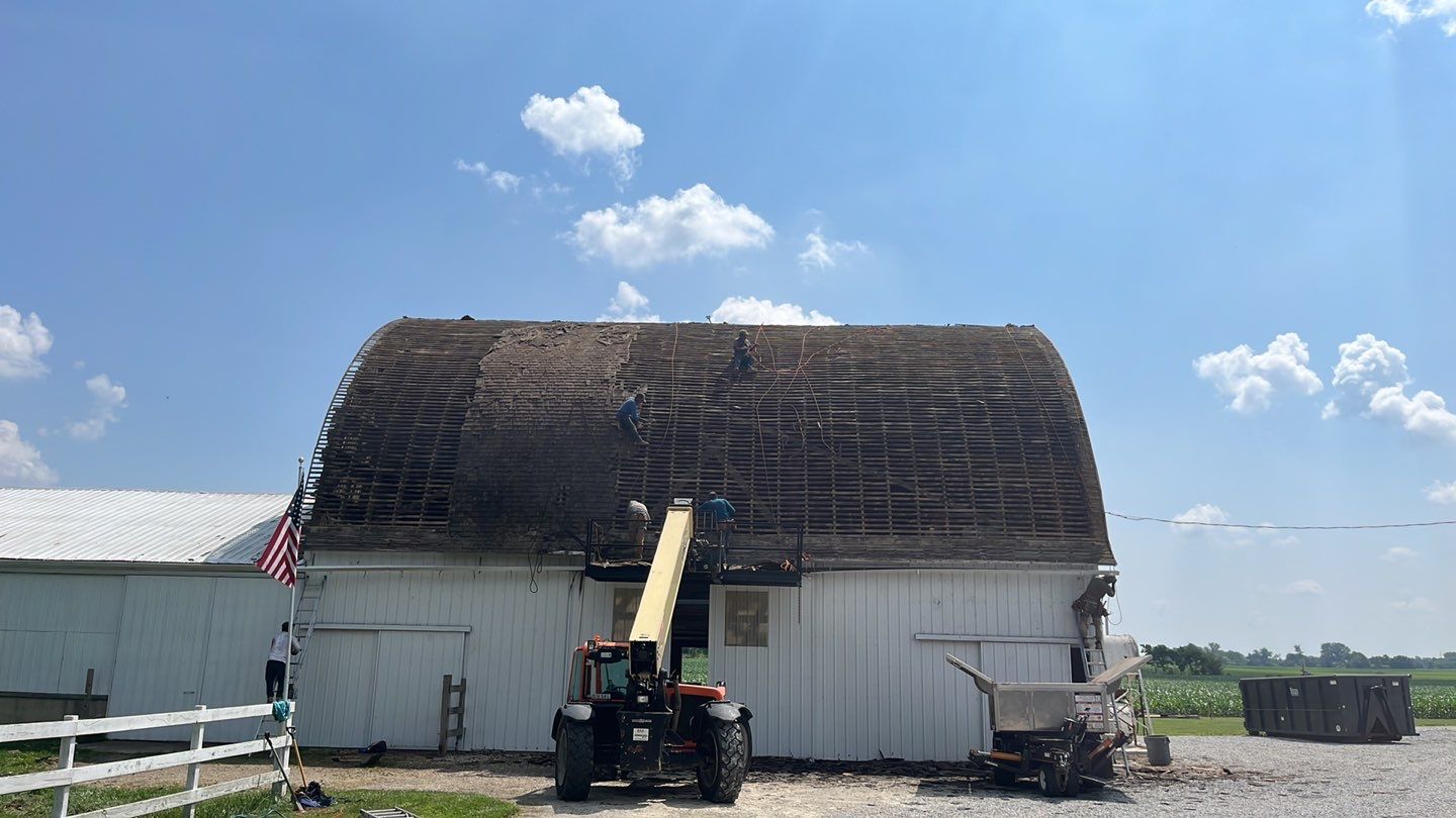 Barn Roofing Installation using GAF Timberline HDZ Charcoal by Nitro Roofing and Construction