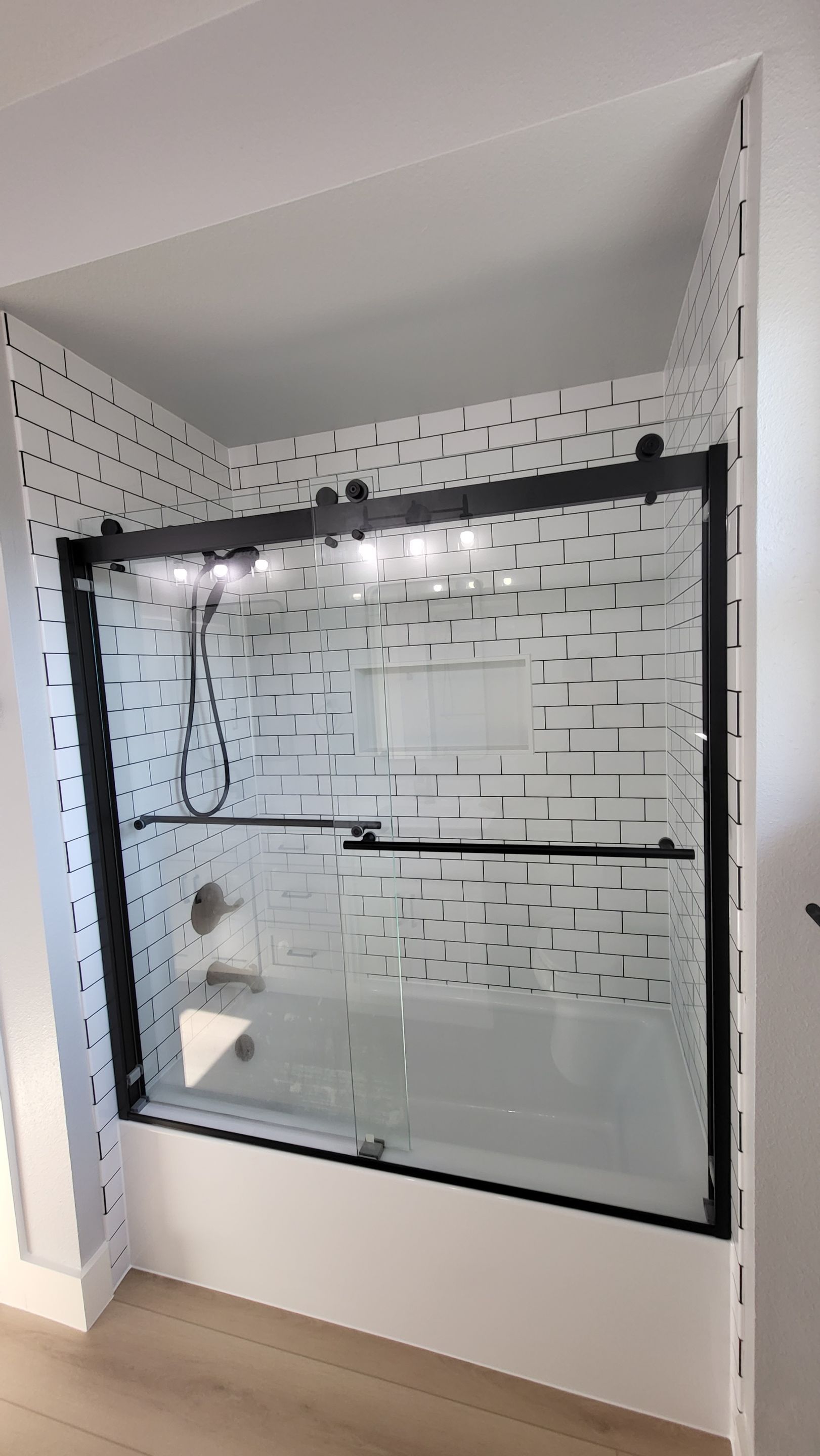Stone Oak Bathroom Refresh with Modern Subway Tile Before and After by Legacy Bath and Kitchen