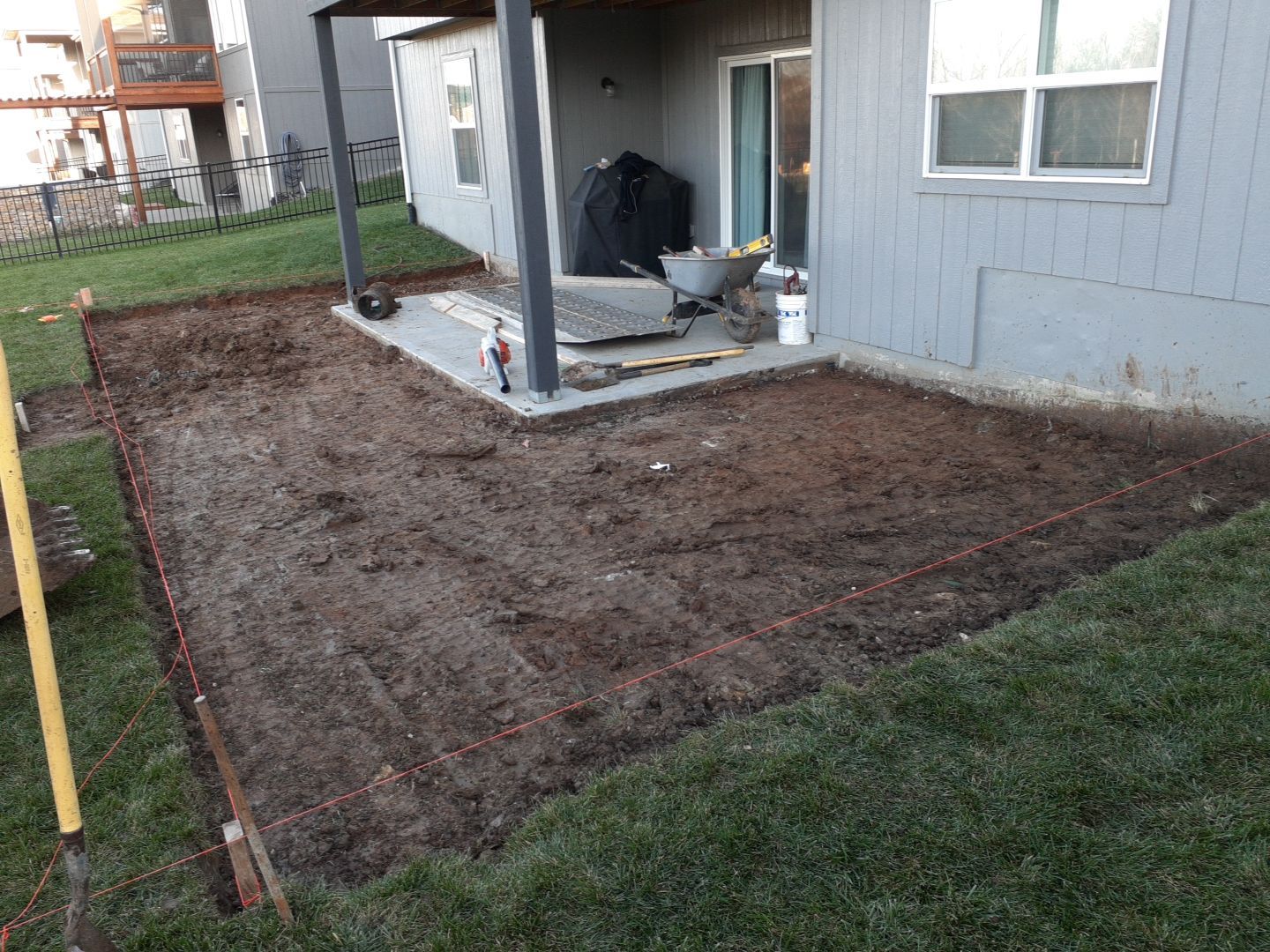Back Yard Paver Patio by LAND ESCAPES LLC