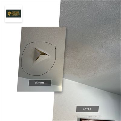 Roof leak drywall repair