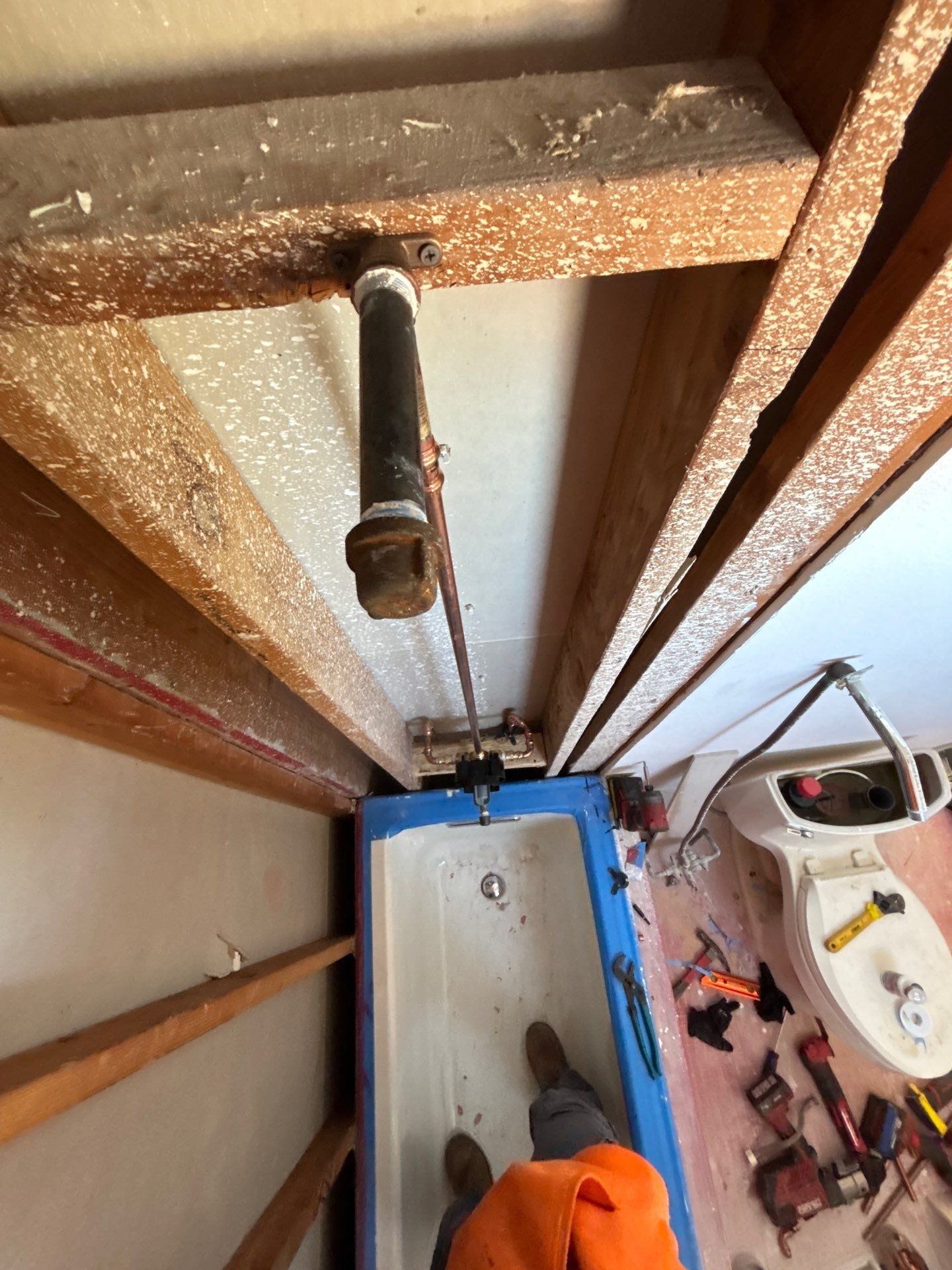 Installing Water Pipe for Shower by Us Plumbing