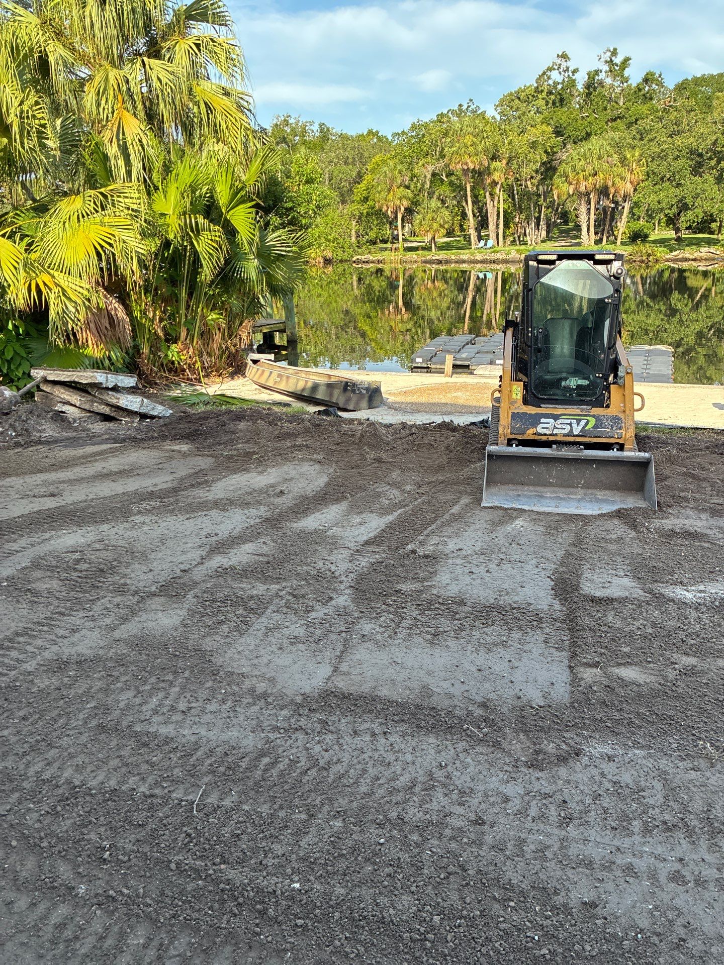 Grading back yard oasis by Level One Grading