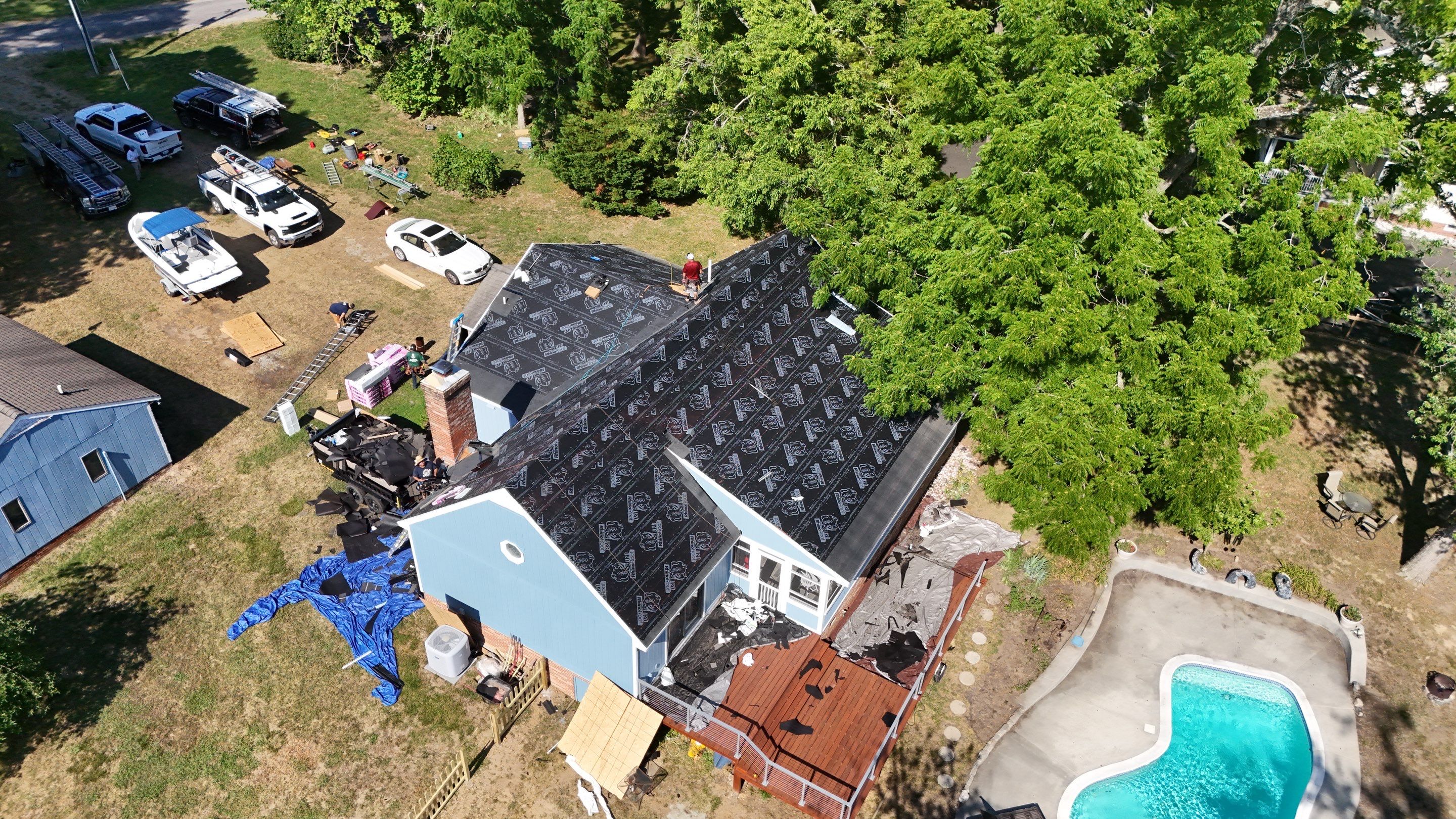 Complete Asphalt Shingle Roof Replacement and Sheathing Repair in Deltaville by Cade Construction