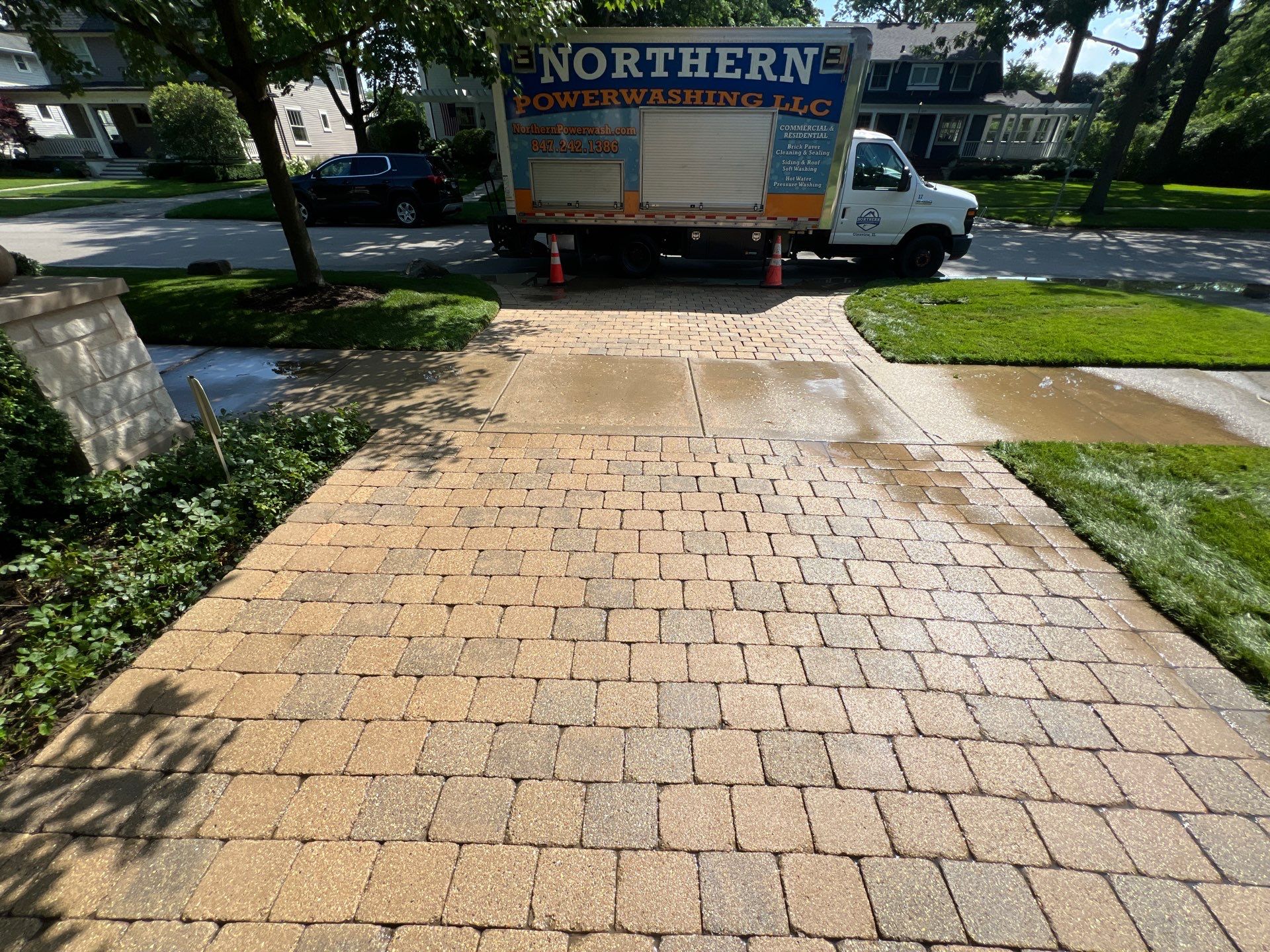 Brick paver clean, sand and seal.  using Surebond SB-1300 by Northern Power Washing LLC.