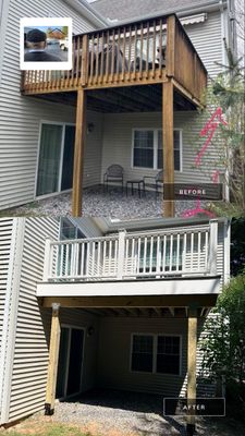 Deck replacement using trex select Millstone with transcend white railing.