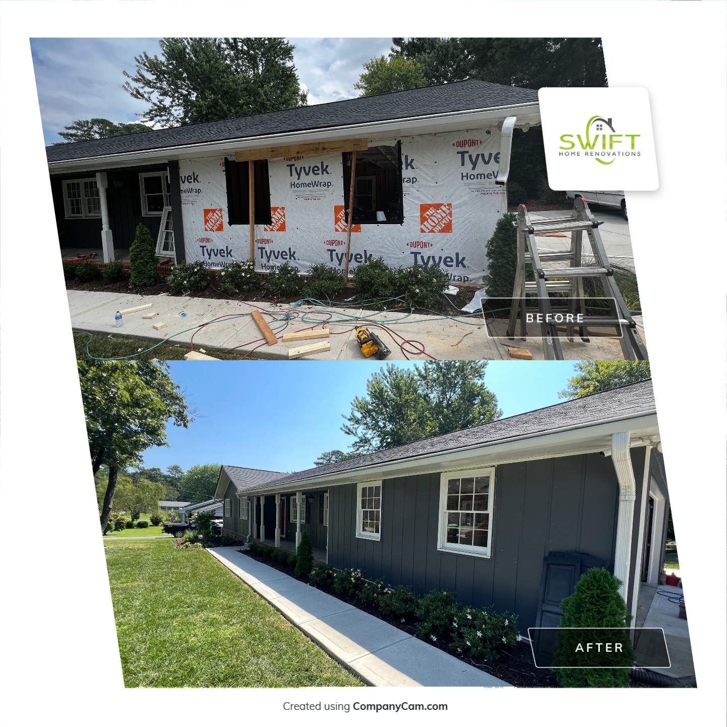 Snellville Garage Remodel Featuring Epoxy Floors and Board and Batten Siding by Swift Home Renovations