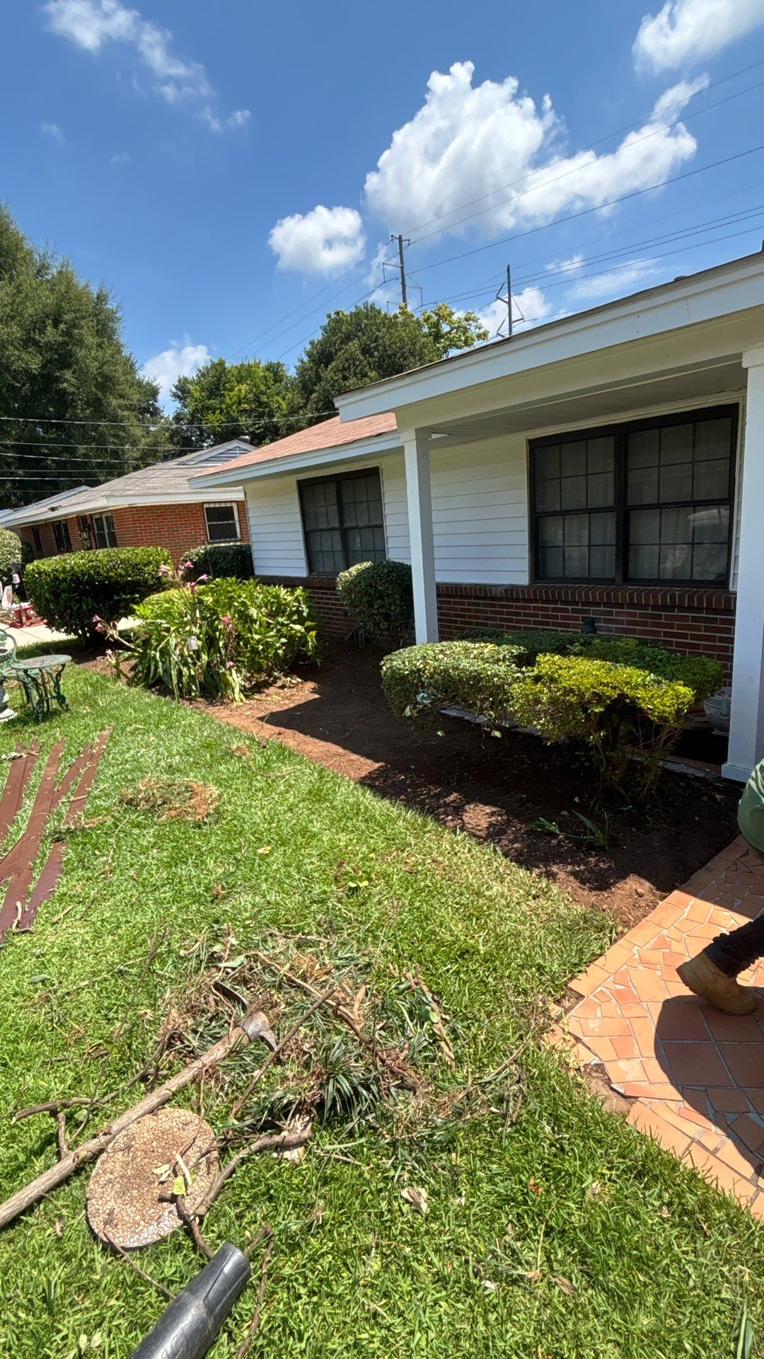 Front Yard Landscape Cleanup and Gravel Bed Installation in Montgomery by BTops Landscaping Inc.