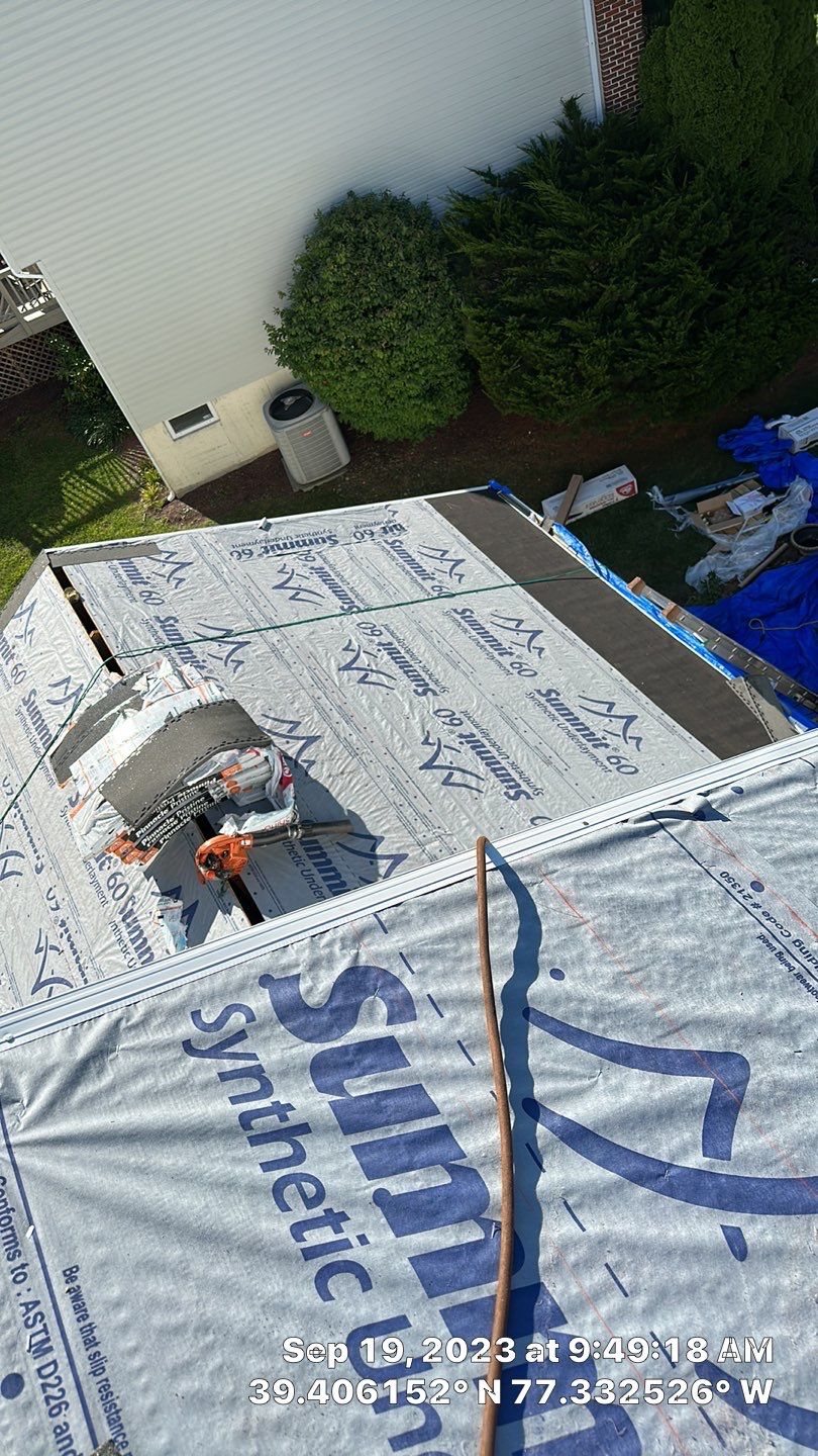Residential Roofing Installation using Atlas Pinnacle Pristine Pewter Architectural Shingles by Frederick Roof Repair