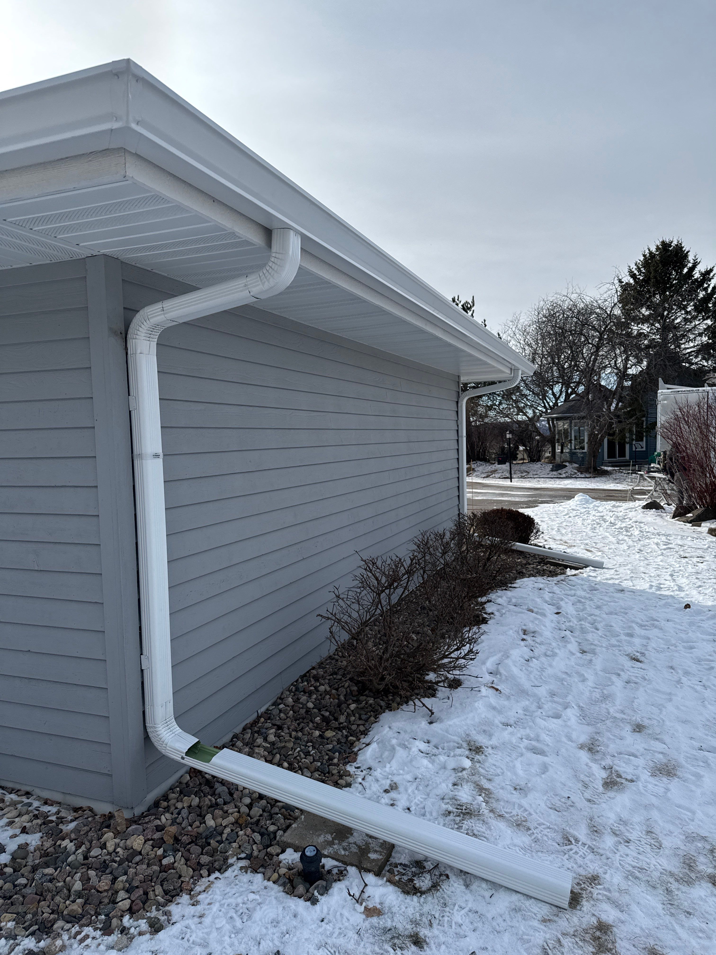 Residential Seamless Gutter Installation using 3"x4" Aluminum Downspouts by AA Seamless LLC