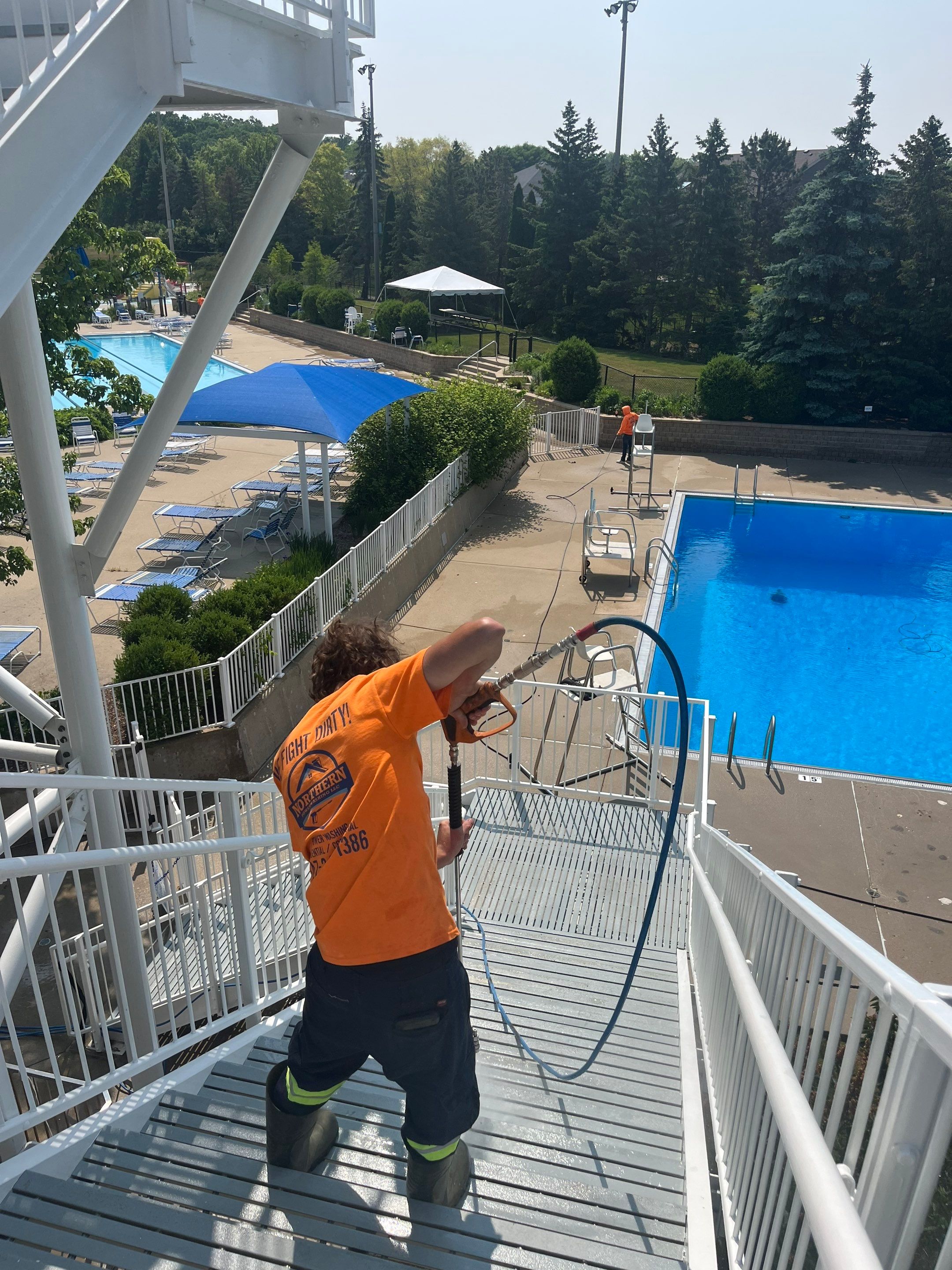 Northbrook, IL Park Dist. Pool deck by Northern Power Washing LLC.