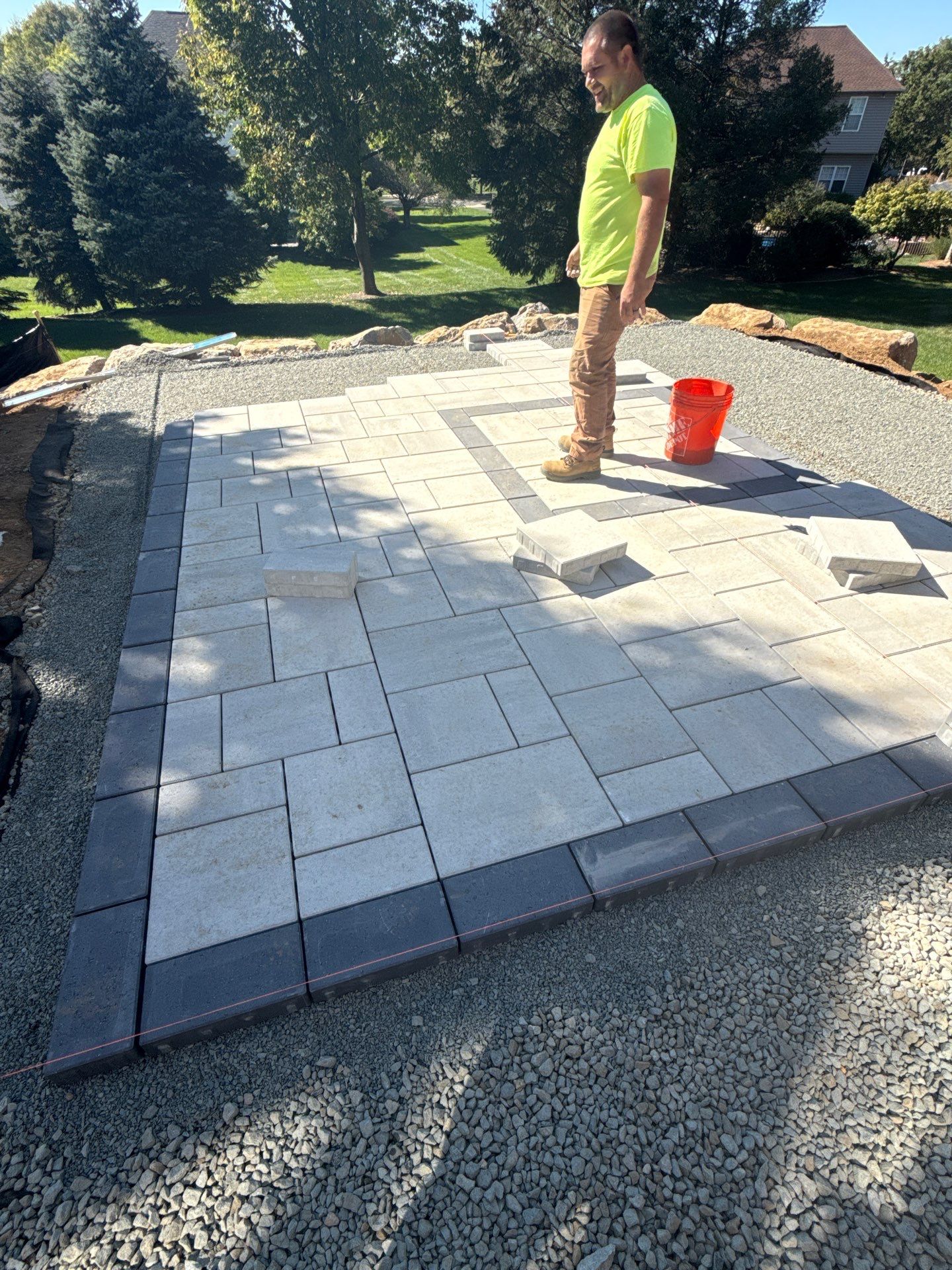 Backyard Retreat: Techo-Bloc Patio + Firepit Lounge by Saylor’s Lawn & Landscape
