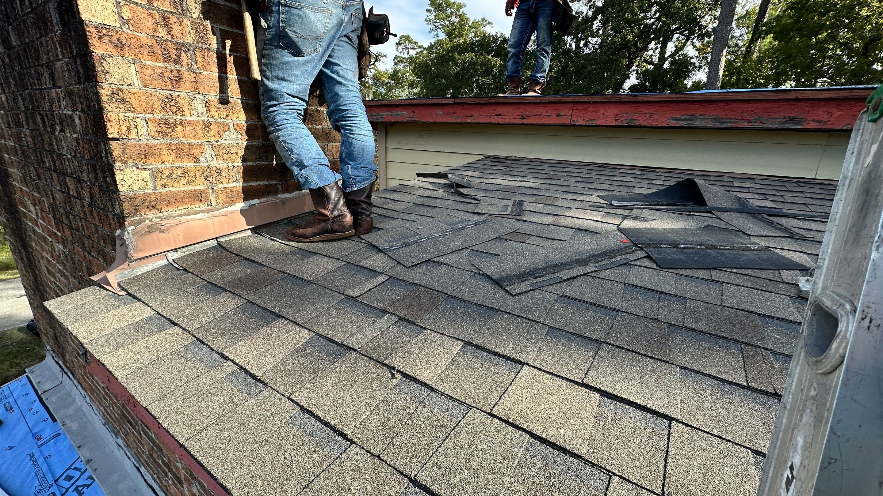 Roof Replacement with Chimney Flashing Detail — Houston, TX by PL Roofing & SB Roofing, LLC.