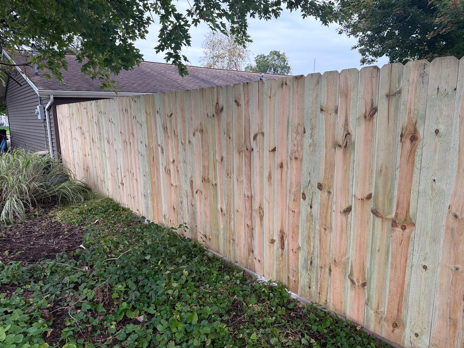Custom Wood Privacy and Black Chain Link Fence in Hudson by Perfect Picket Fence and Stain