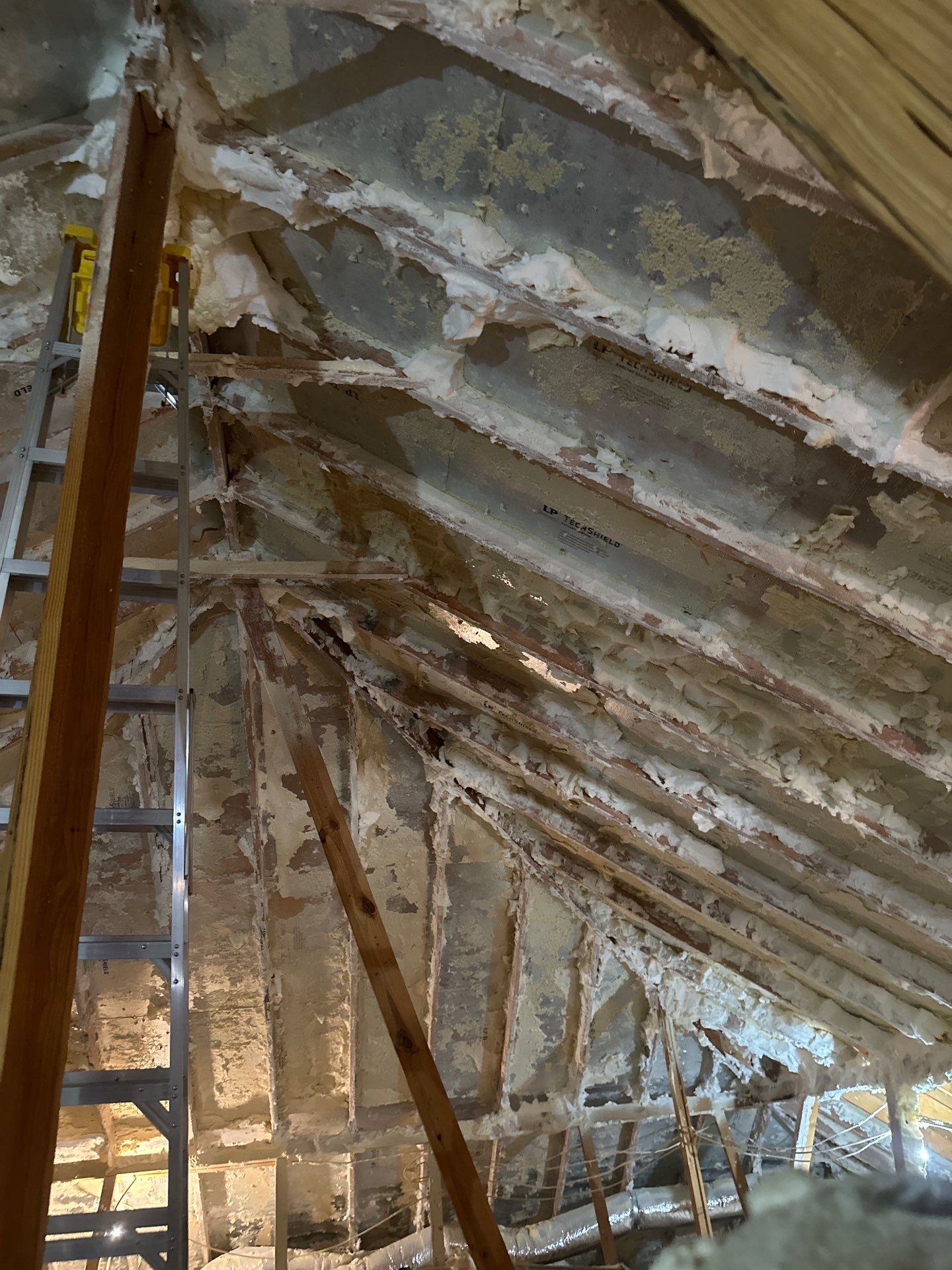 Spray foam insulation removal & re spray by Apex Insulation Solutions