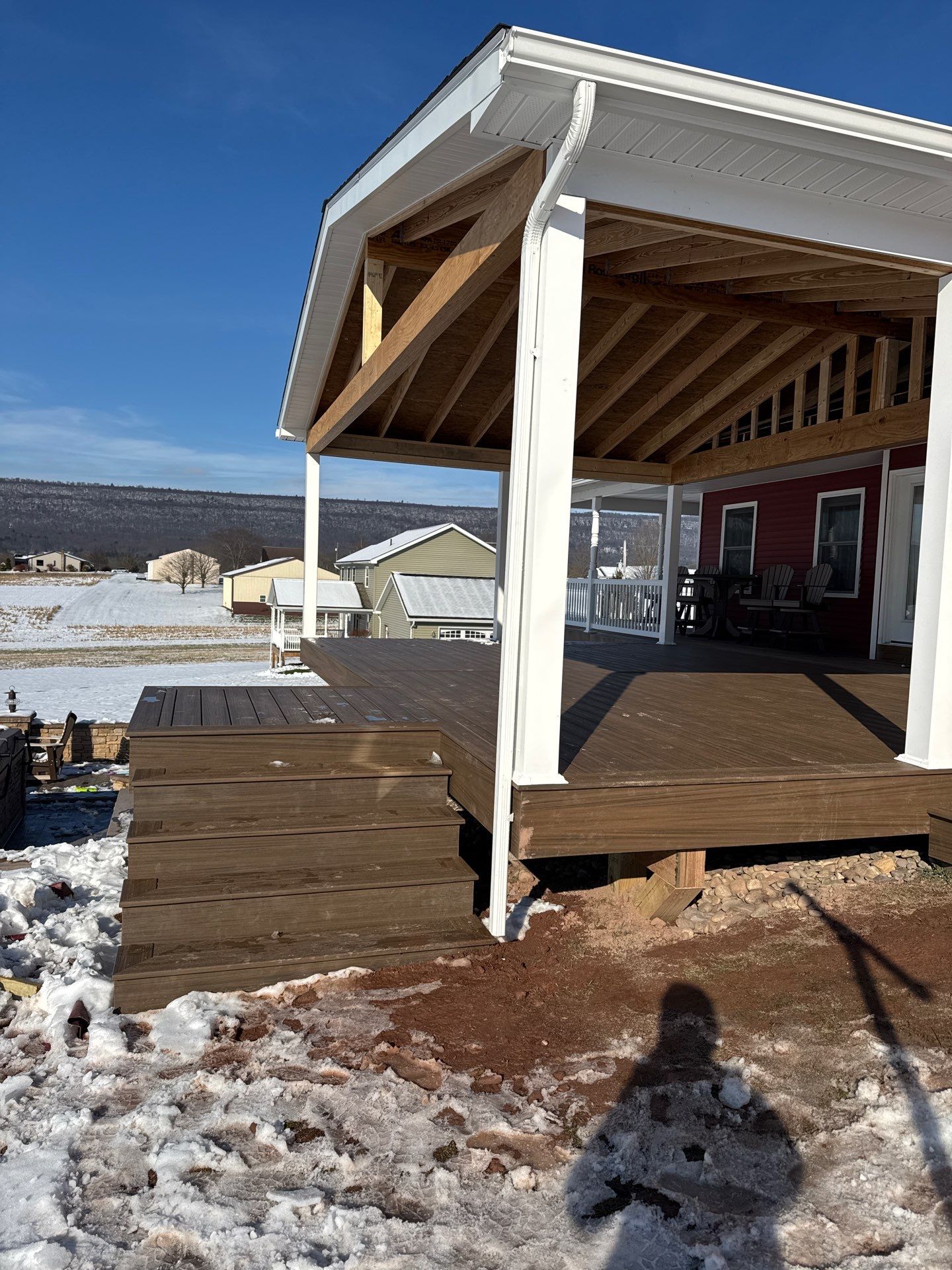 Covered Deck Addition With Custom Gable Roof in Tower City by Esh Builders