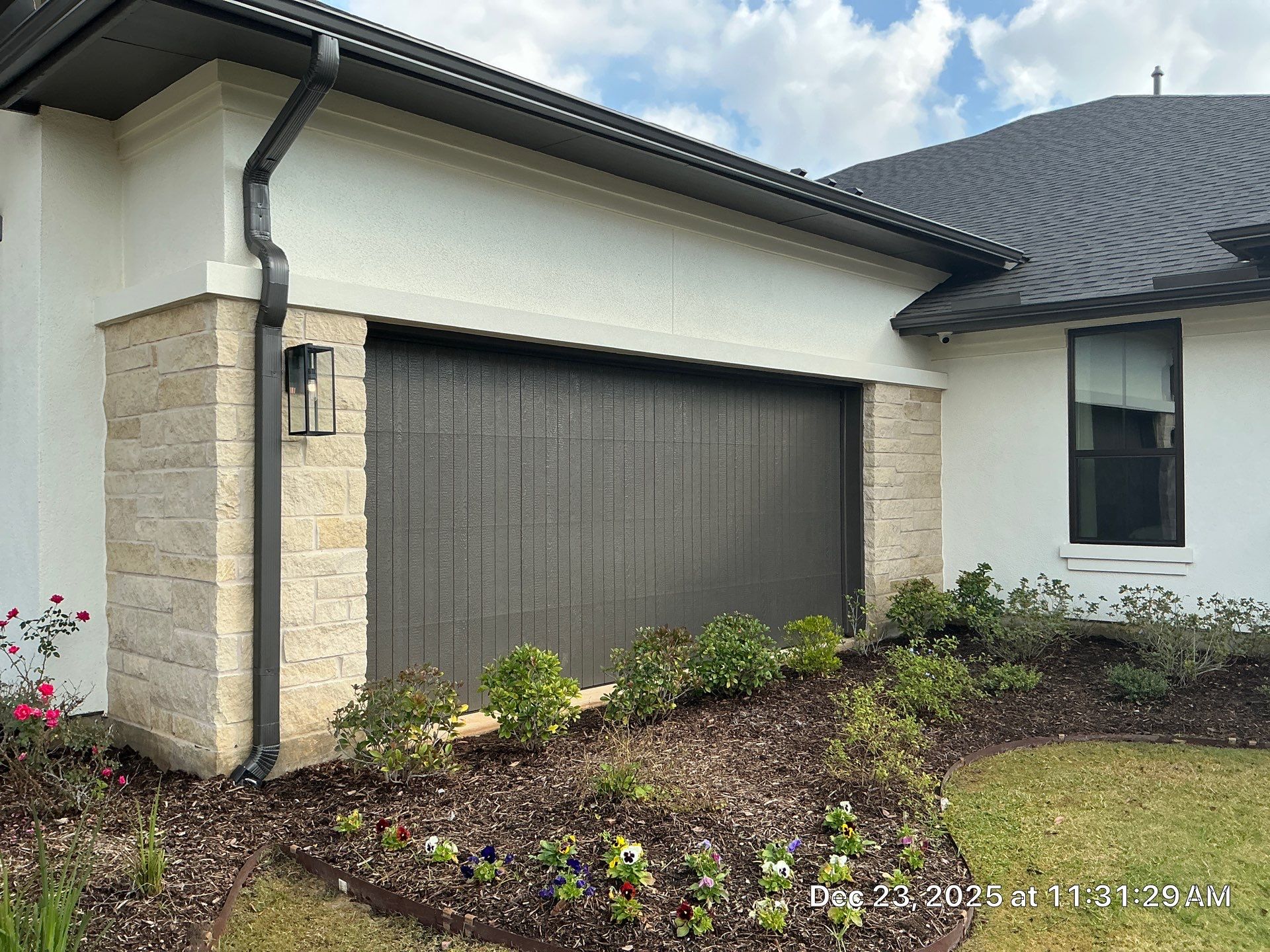 Magnolia Contrast: Light Stucco with Dark Accents and Stone Details by Apex Conventional Stucco Llc