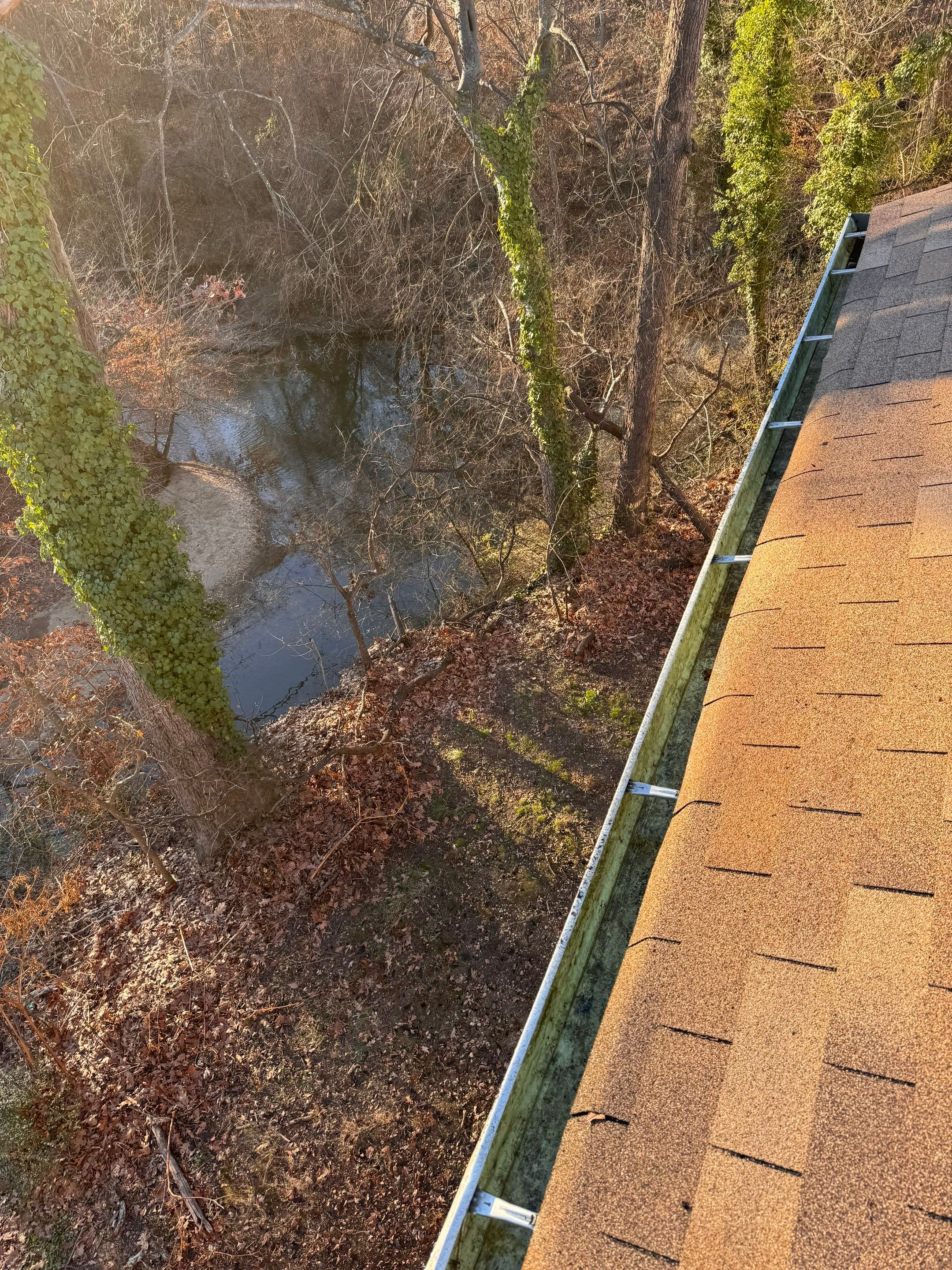 Commercial gutter cleaning Fredericksburg, VA after photo with clean gutters