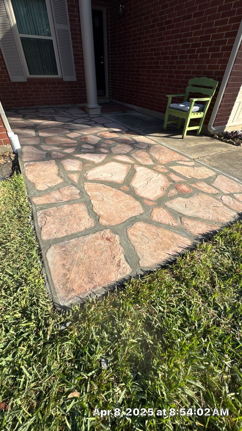 🏡 Mary Gray’s Entrance Transformation — Flagstone, Trim & Gutter Service by Texas Urban Elements