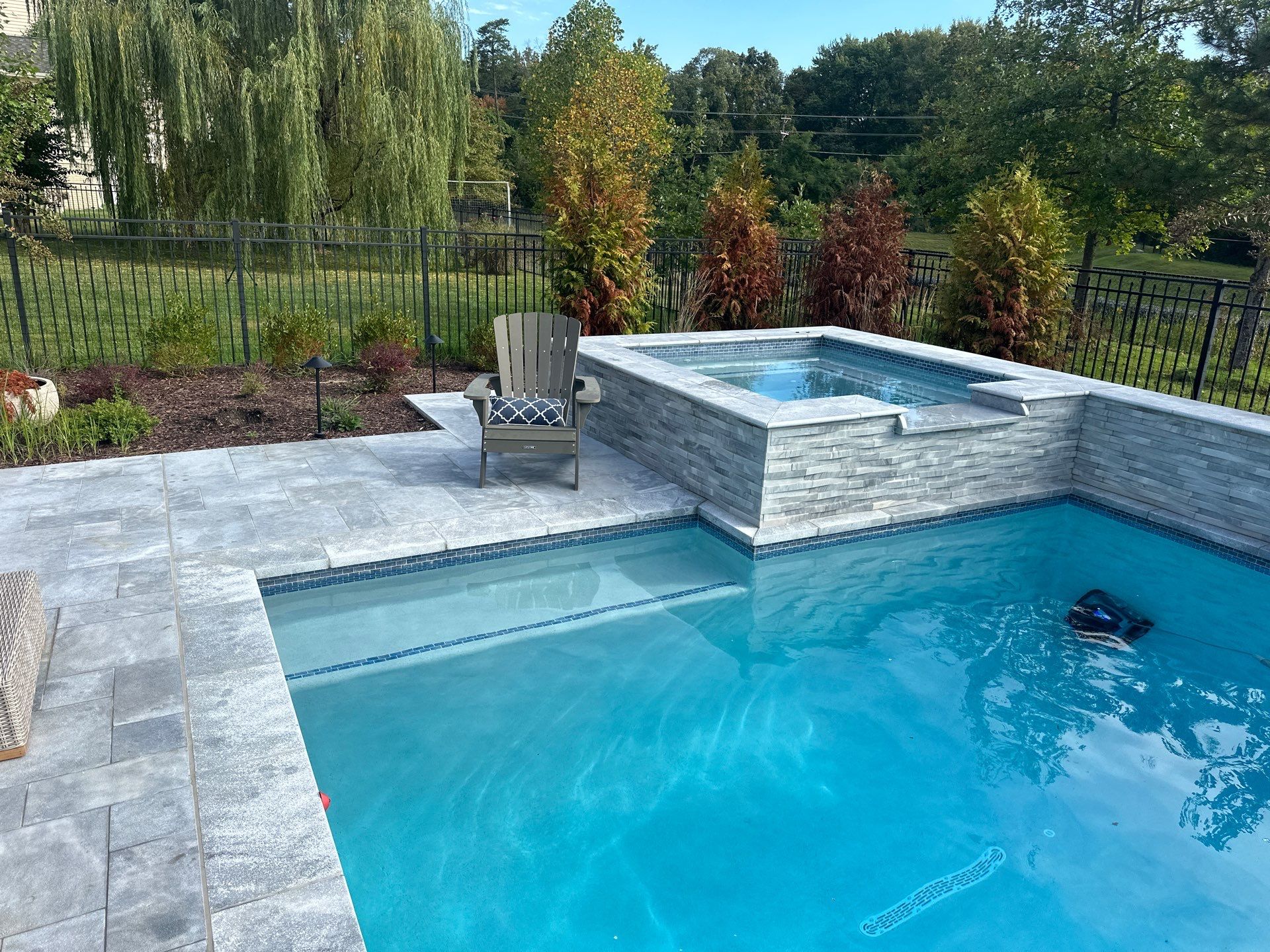 Gunite Pool w/ Spa and Water Features by Elysium Pools