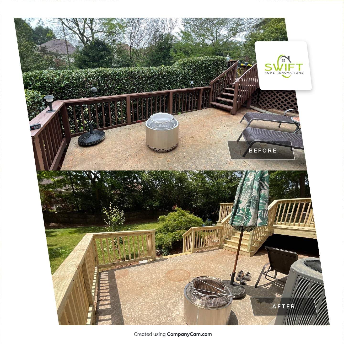 Custom Pressure-Treated Wood Deck and Railing Installation in Decatur by Swift Home Renovations