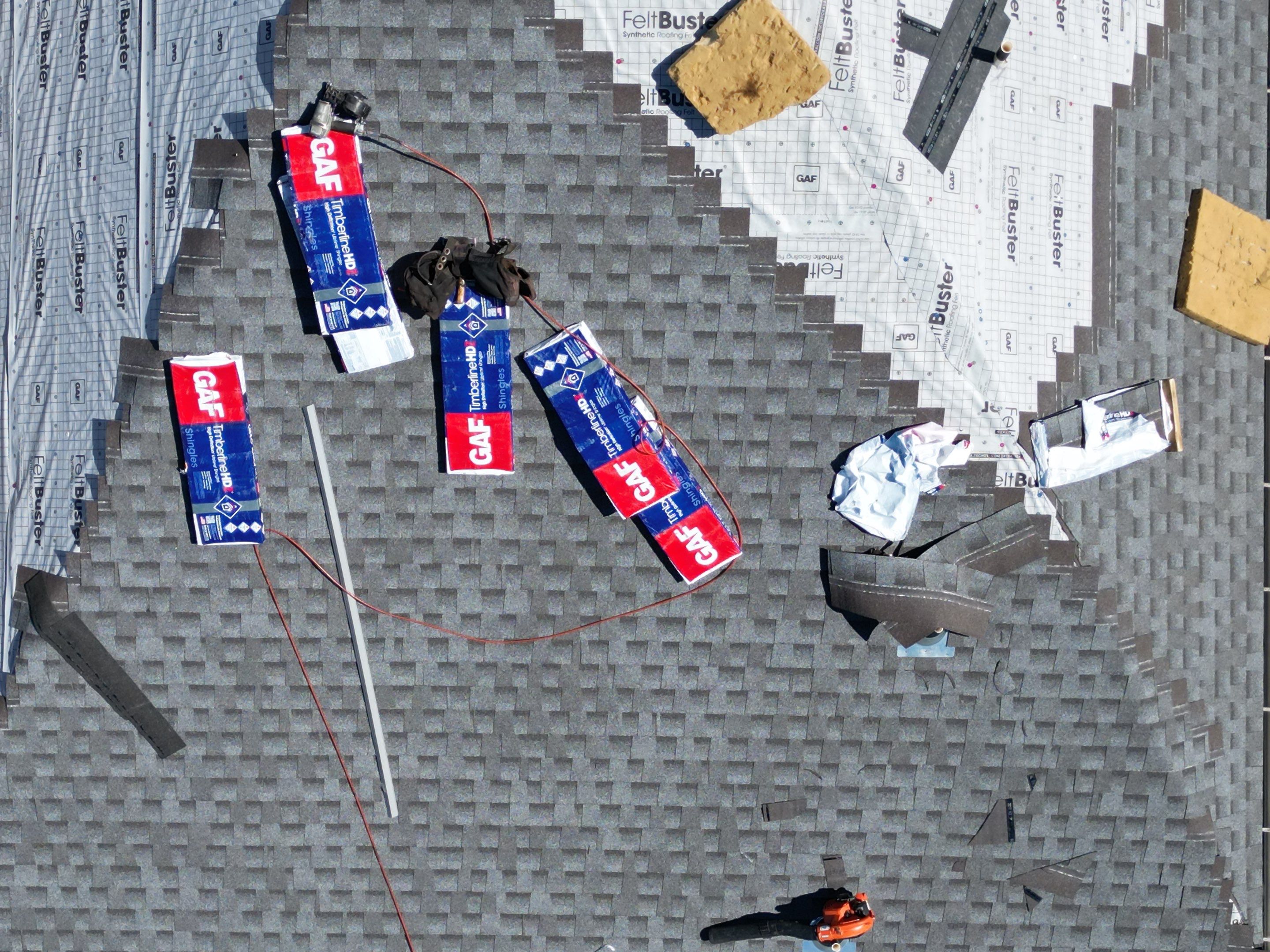 Residential Roofing Installation using GAF HDZ by V General Contractors 